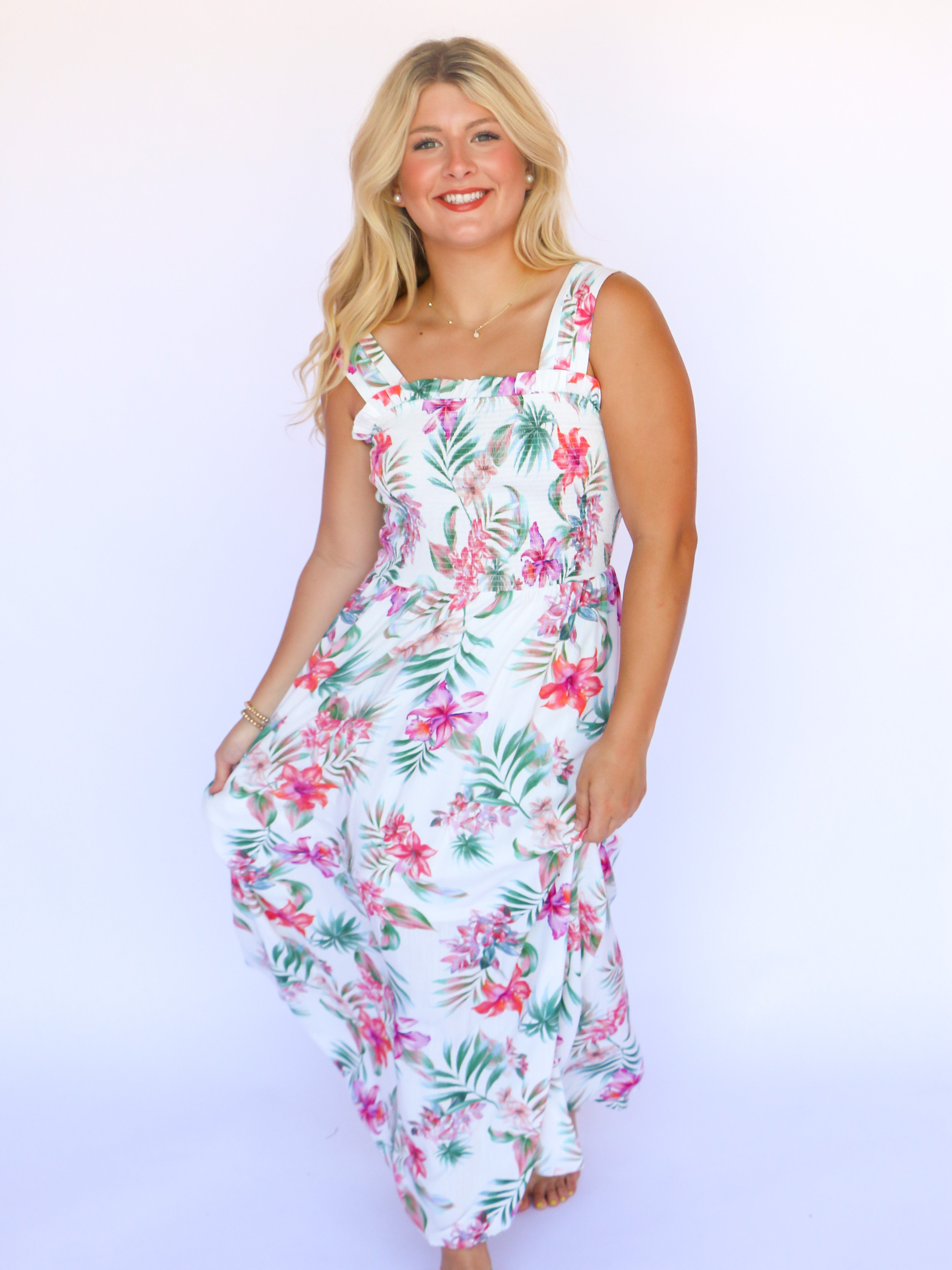 Smocked Bodice Maxi Dress