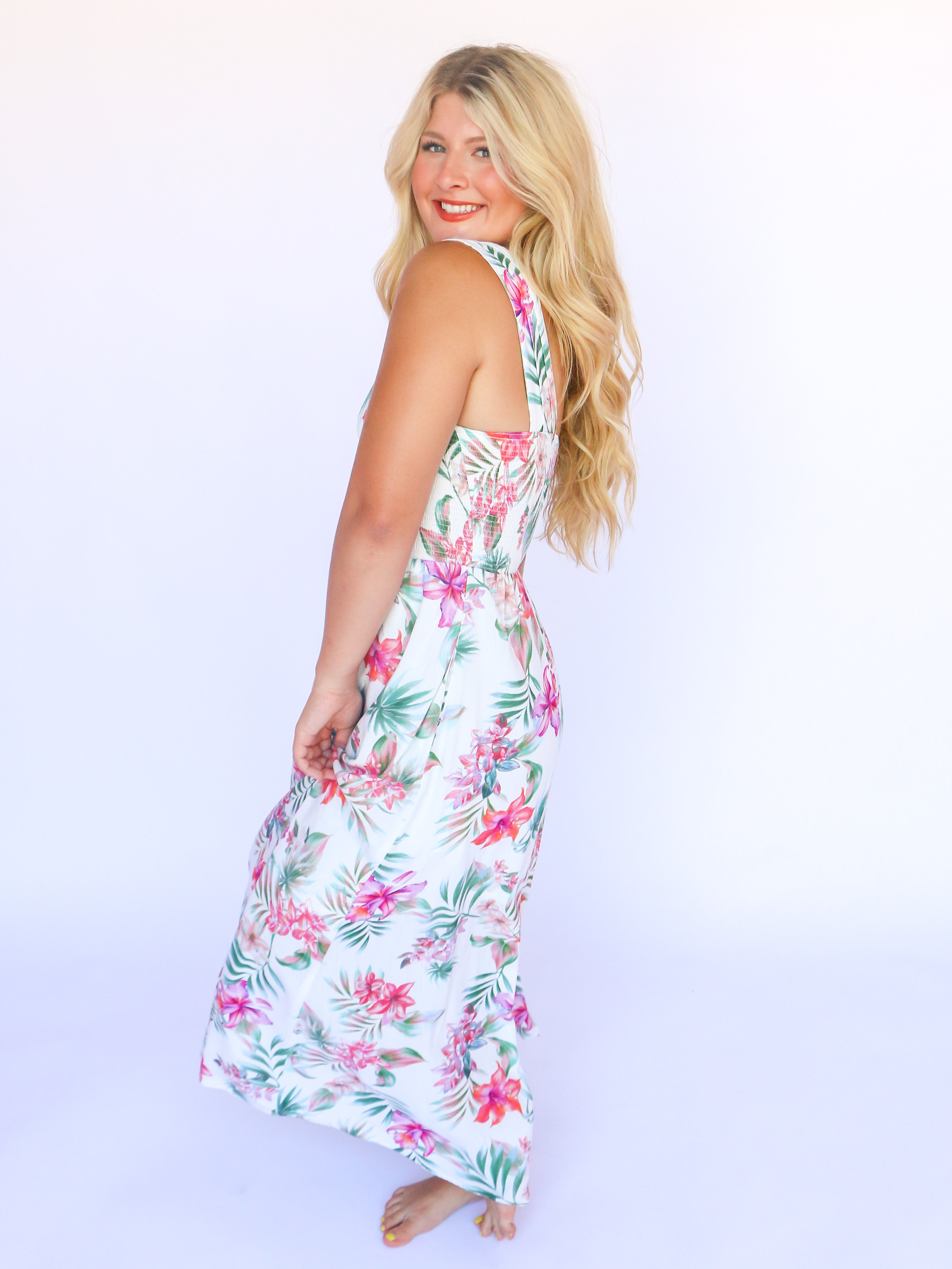 Smocked Bodice Maxi Dress