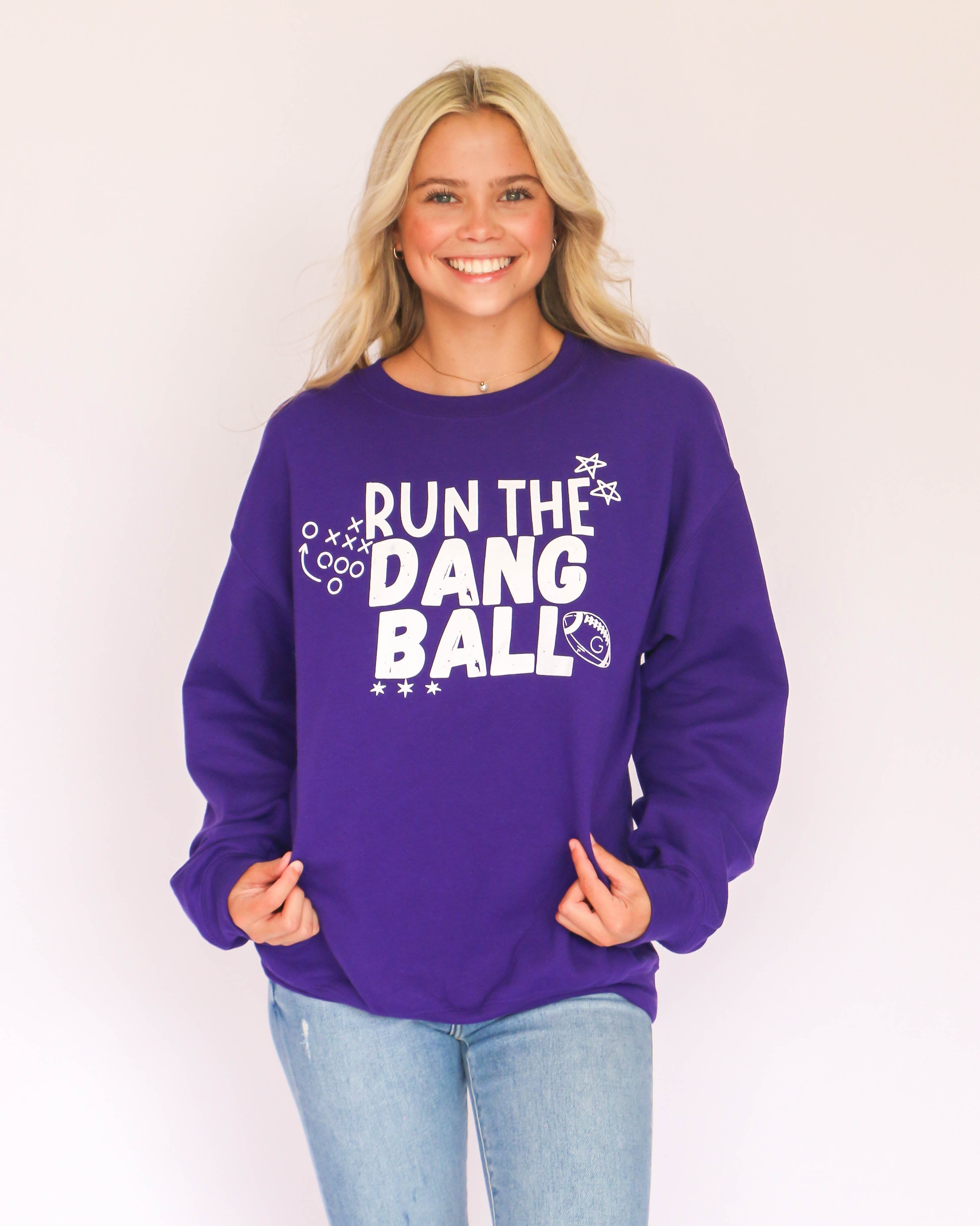 Run the Dang Ball Sweatshirt in Purple