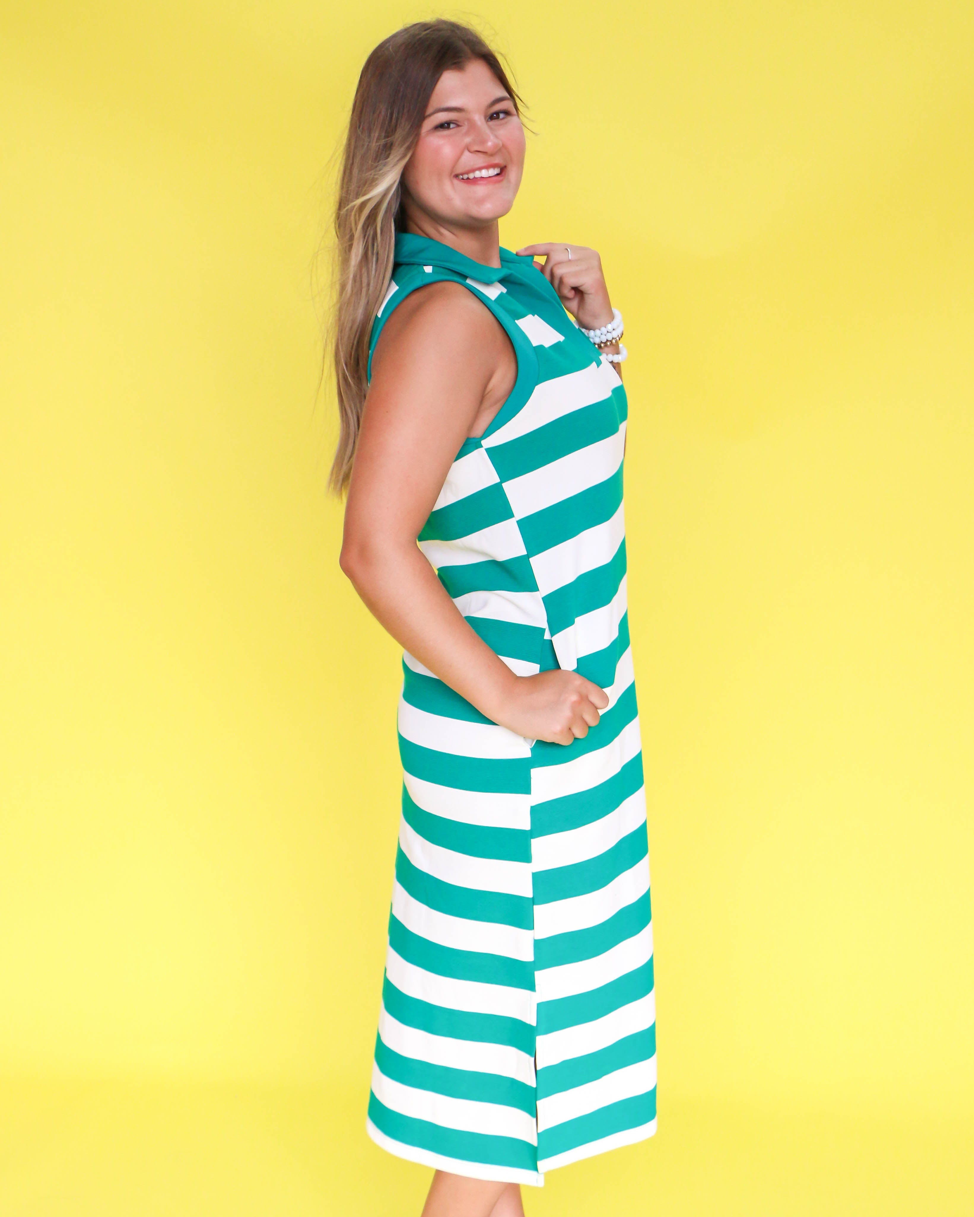 Green Stripe Midi Dress