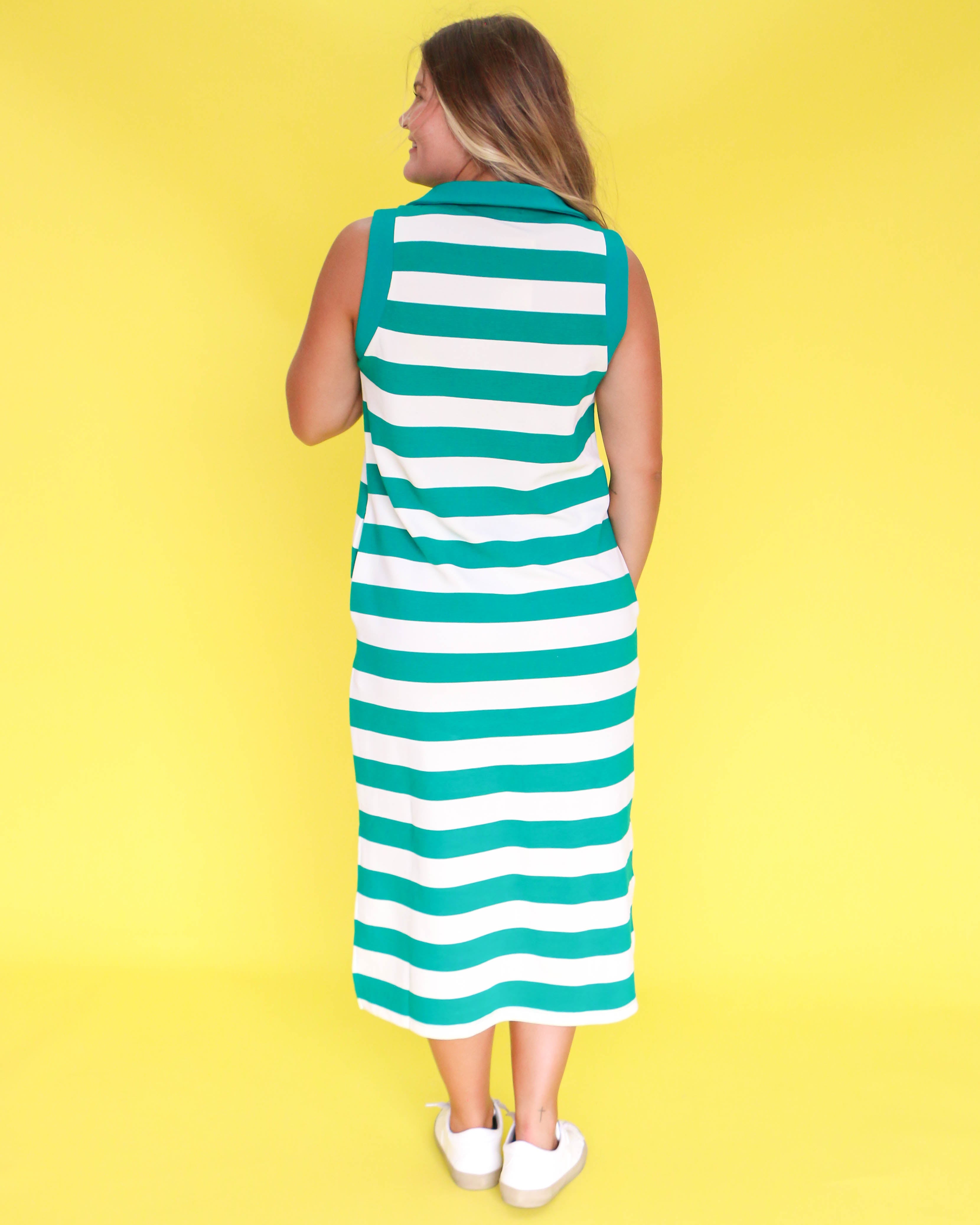 Green Stripe Midi Dress