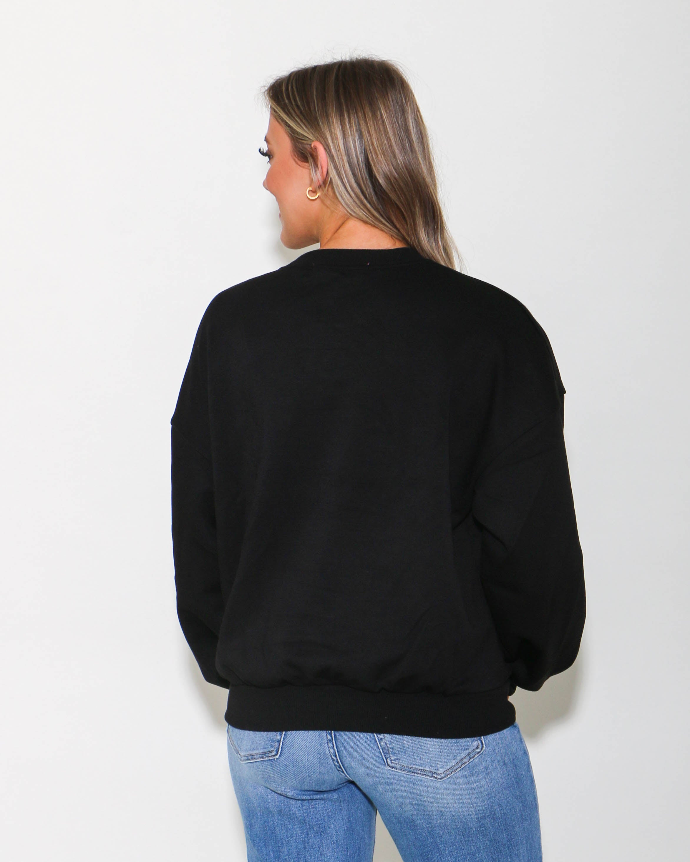 Sequin Santa Pullover in Black