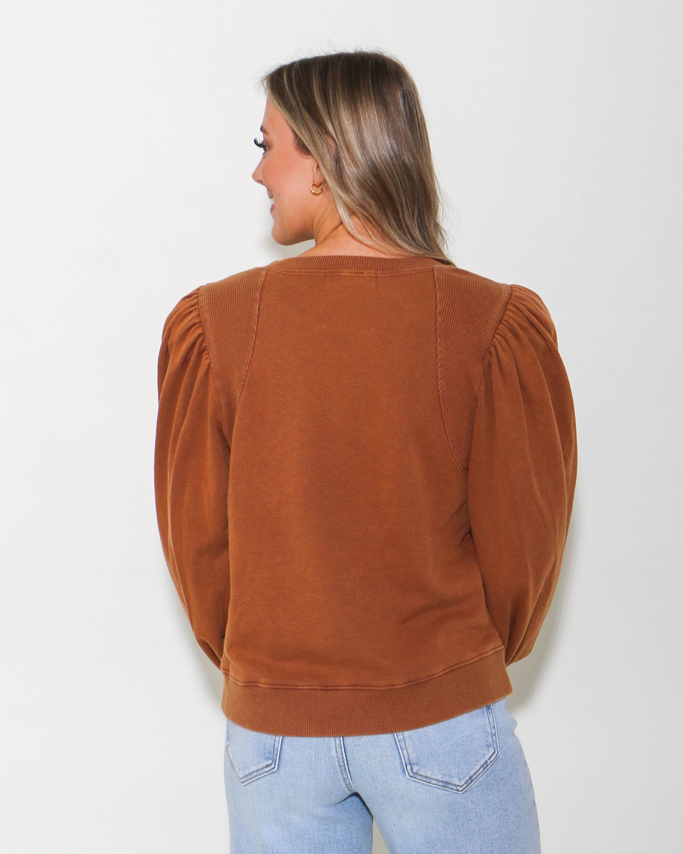 Bow Ties Patch Sweatshirt Top in Toffee