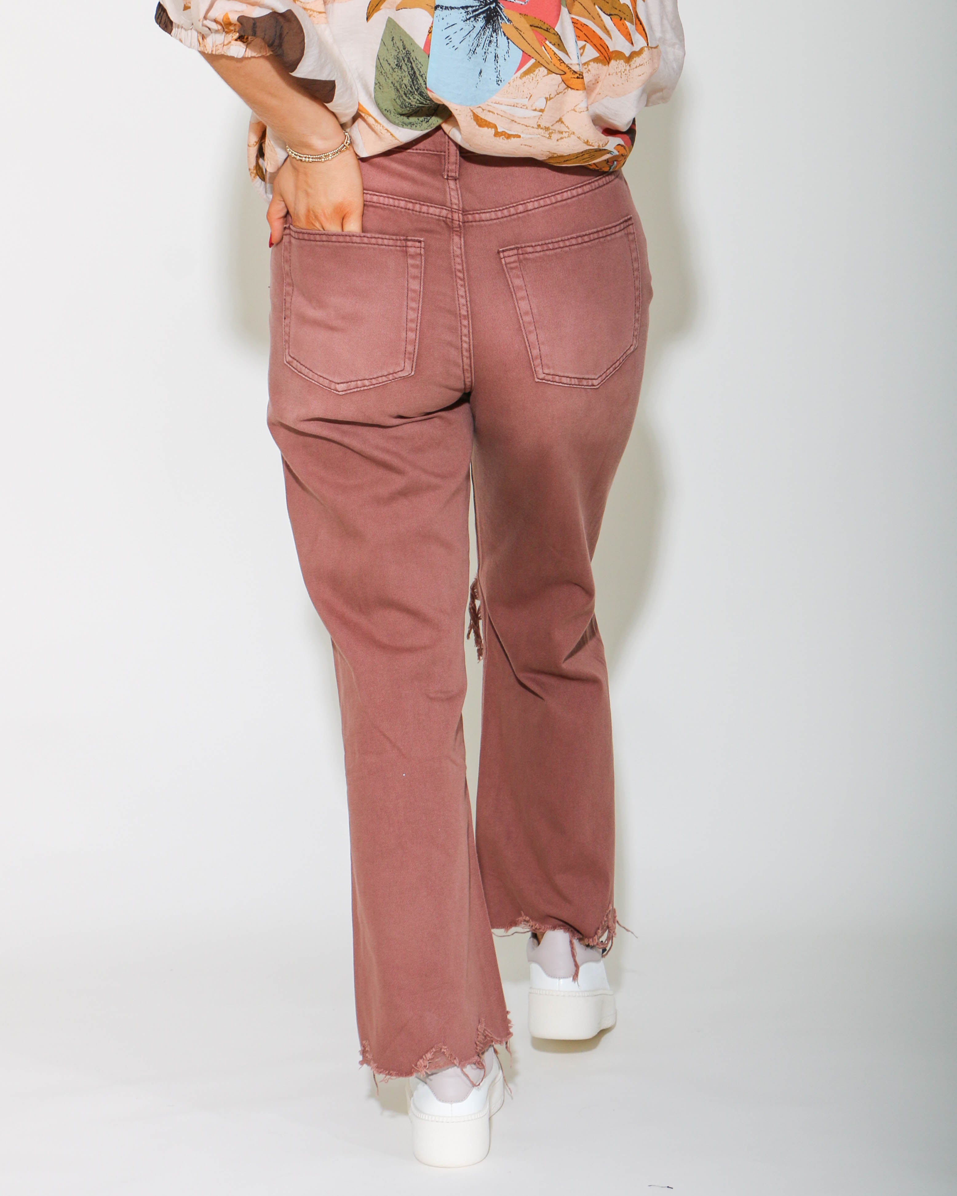 90s Vintage Crop Flare Jeans in Chocolate