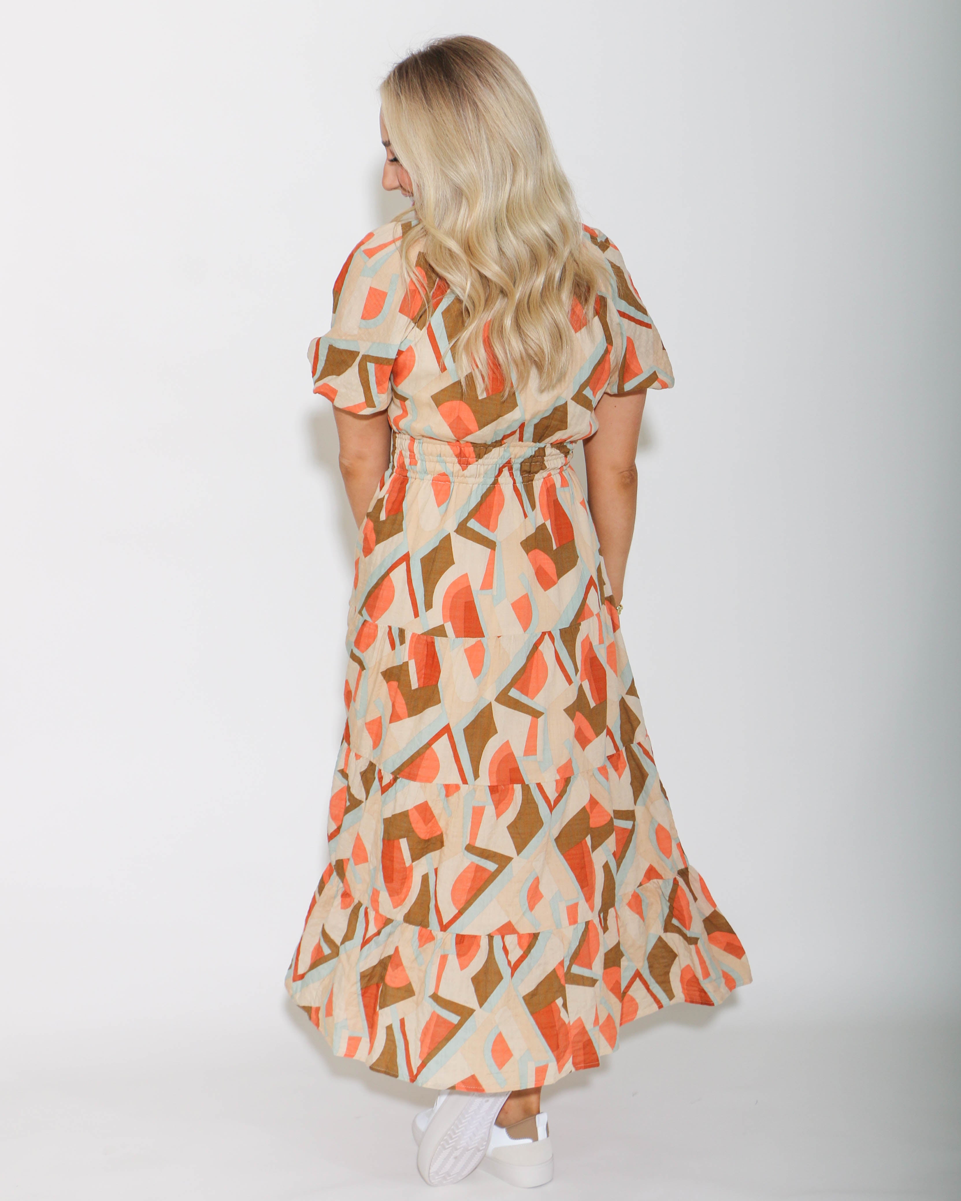 THML | Smocked Waist Print Maxi Dress