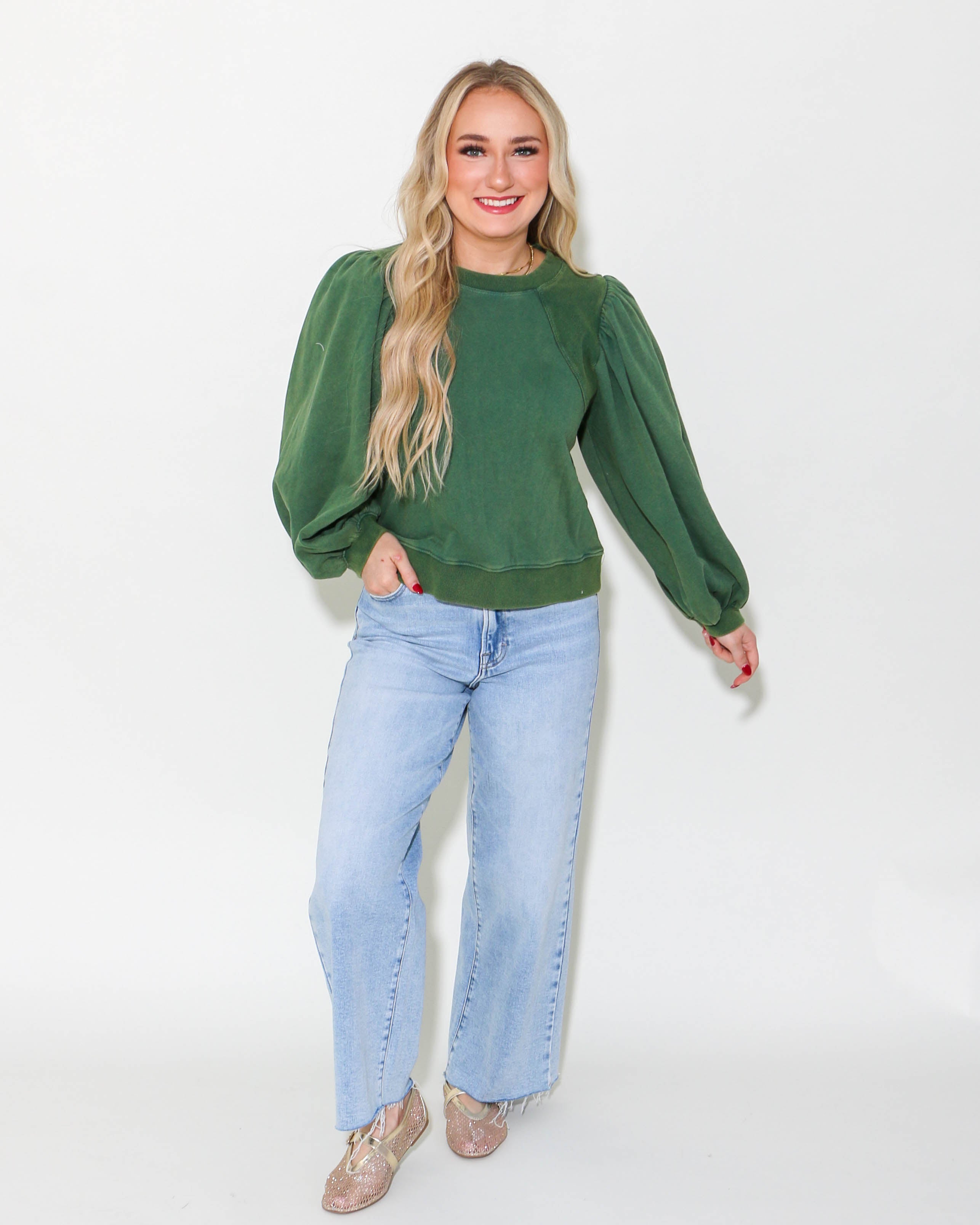 Puff Long Sleeve Sweatshirt Top