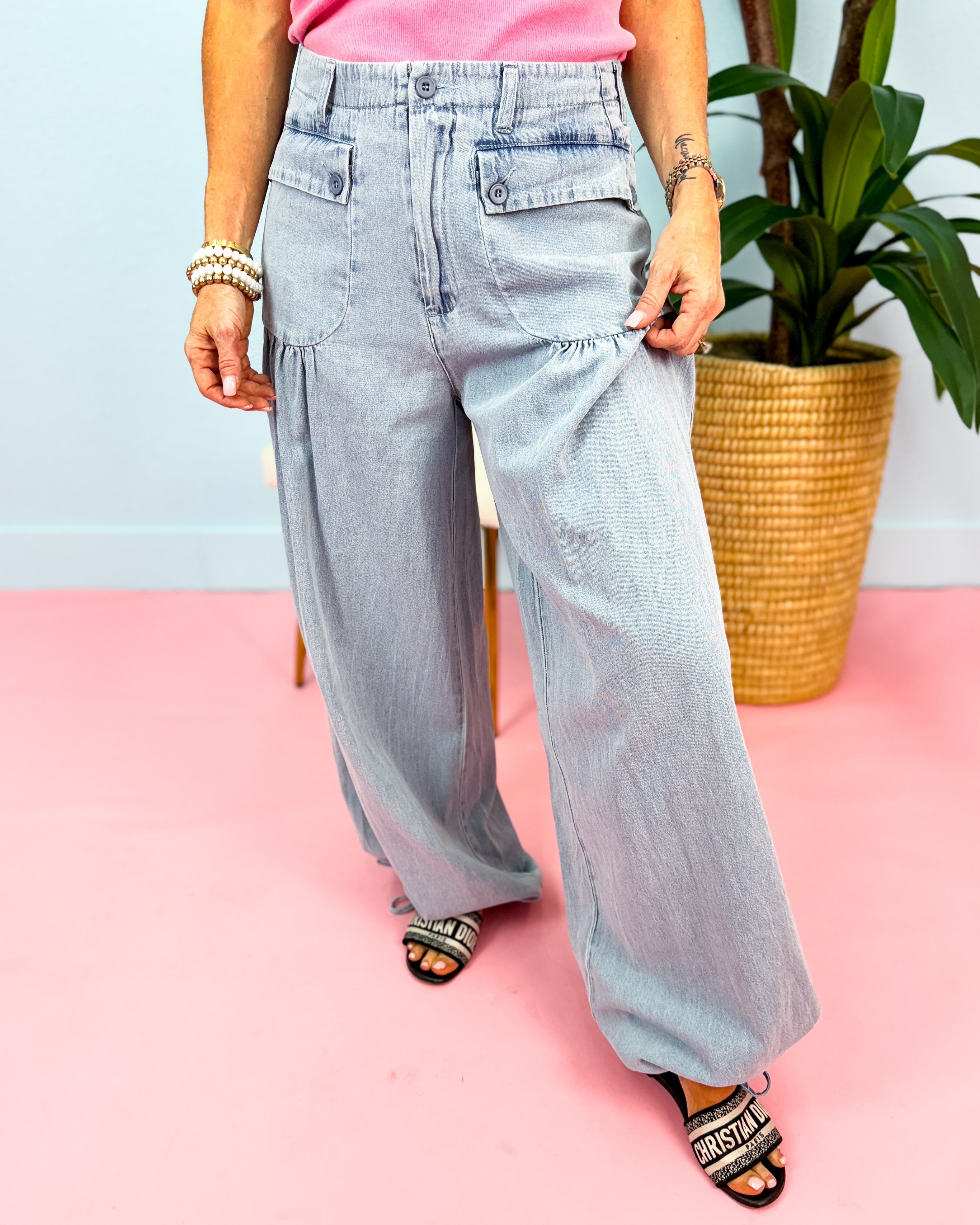 Light Denim Balloon Style Pants