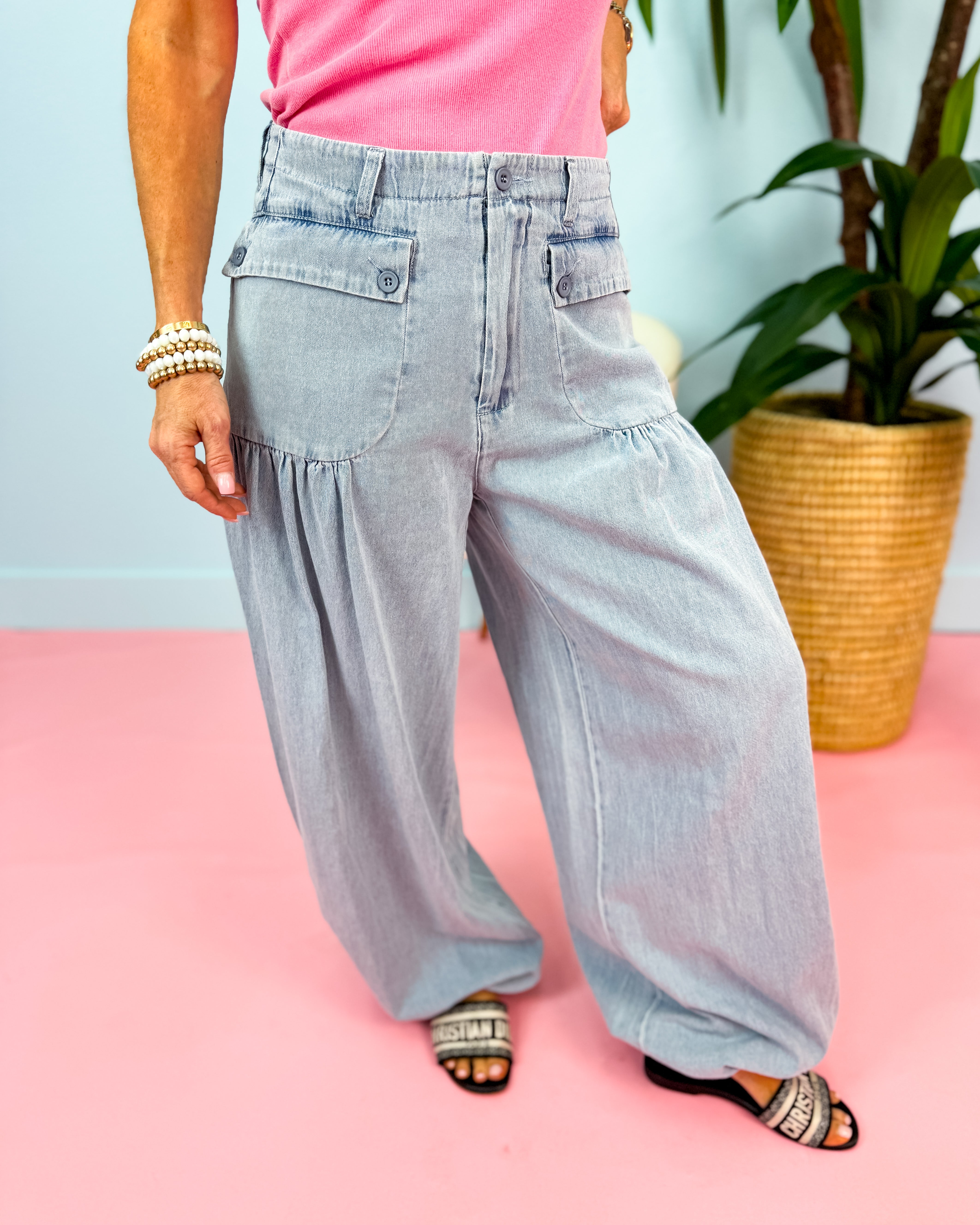 Light Denim Balloon Style Pants