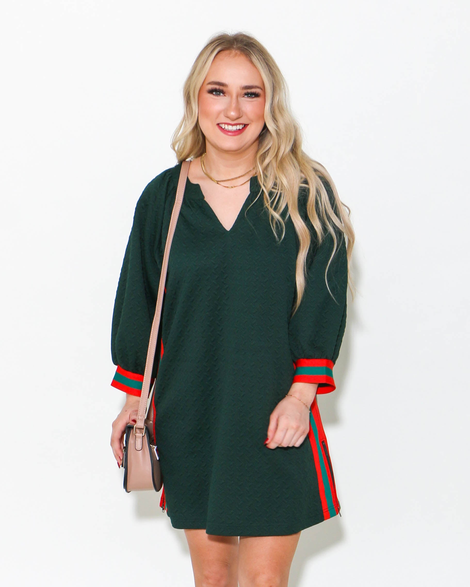 Multicolor Side Striped Pullover Mini Dress