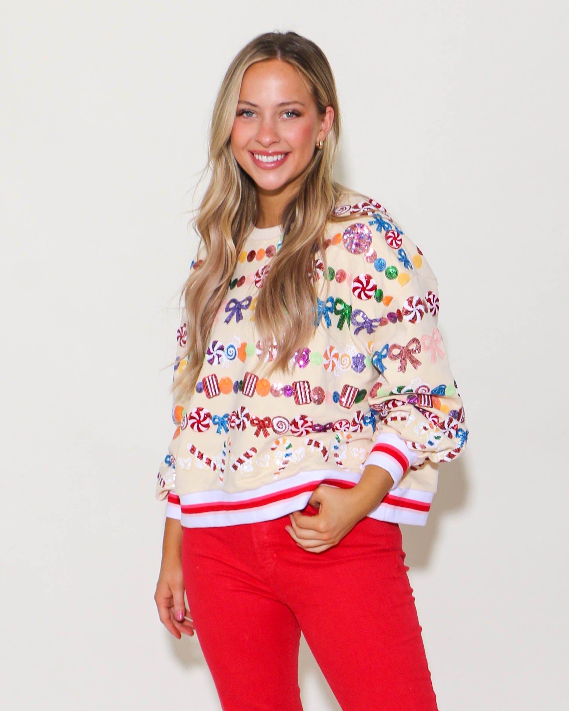 Beige Candy Garland Sweatshirt