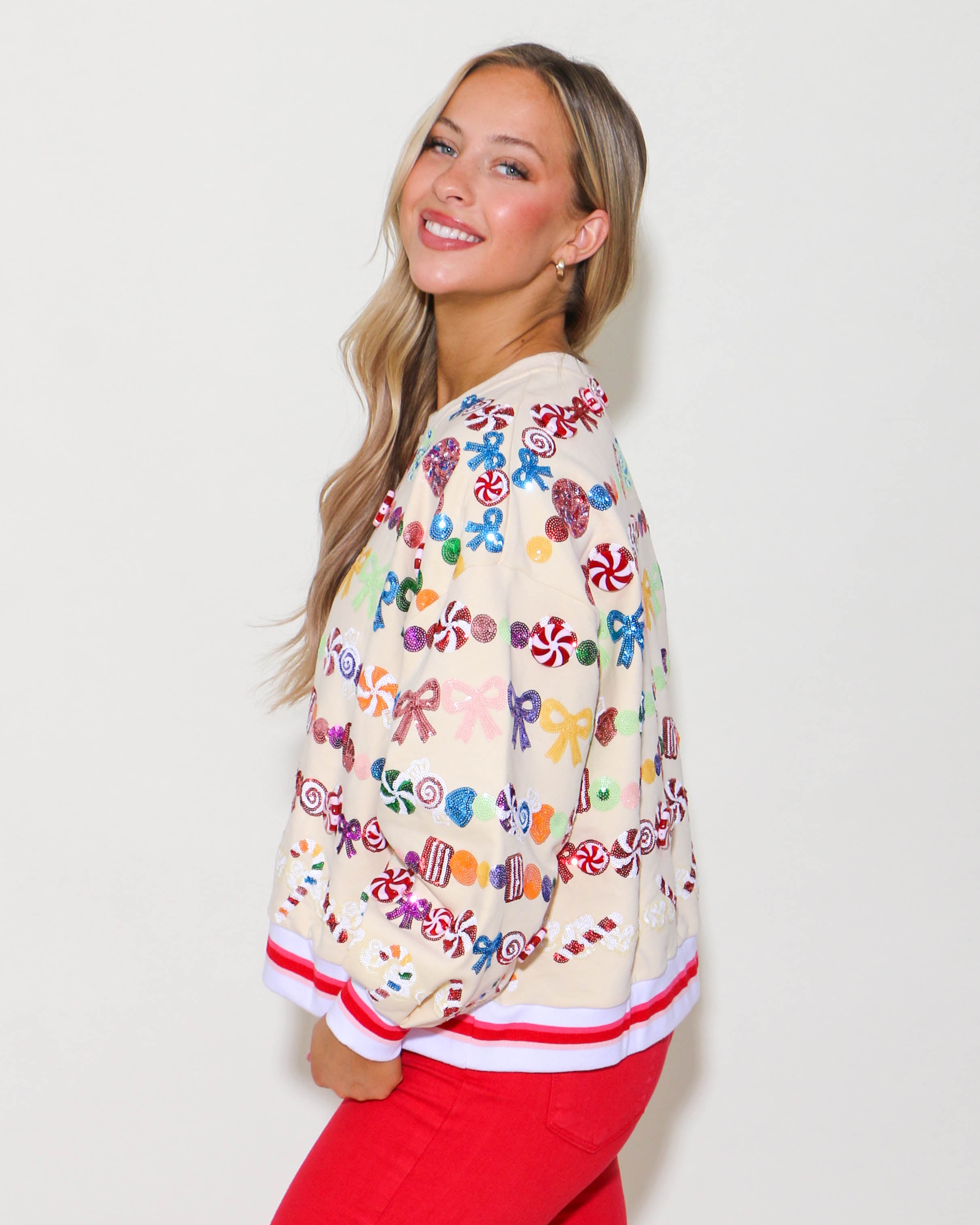 Beige Candy Garland Sweatshirt