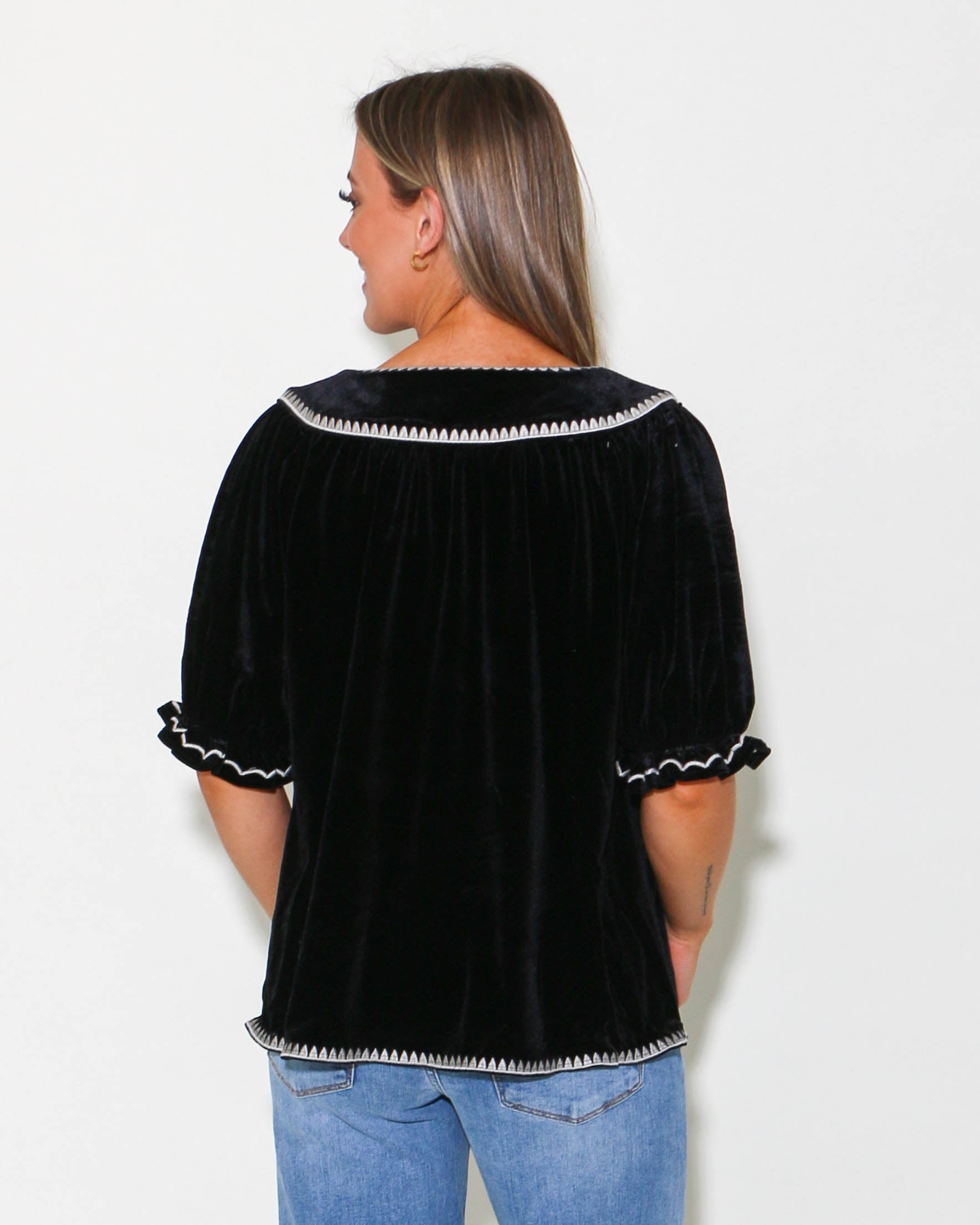 Short Sleeve Velvet Top