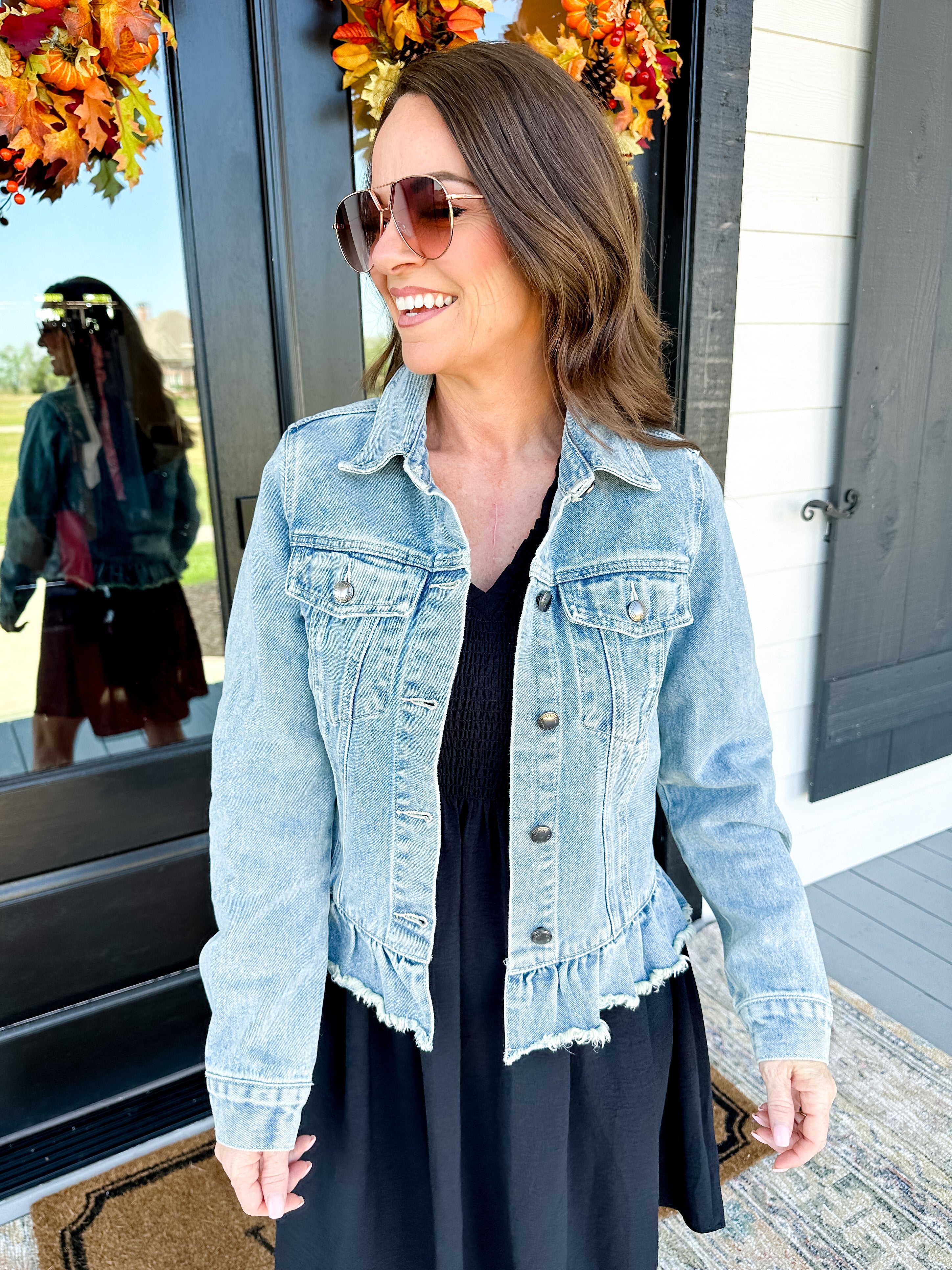 Ruffle Hem Denim Jacket