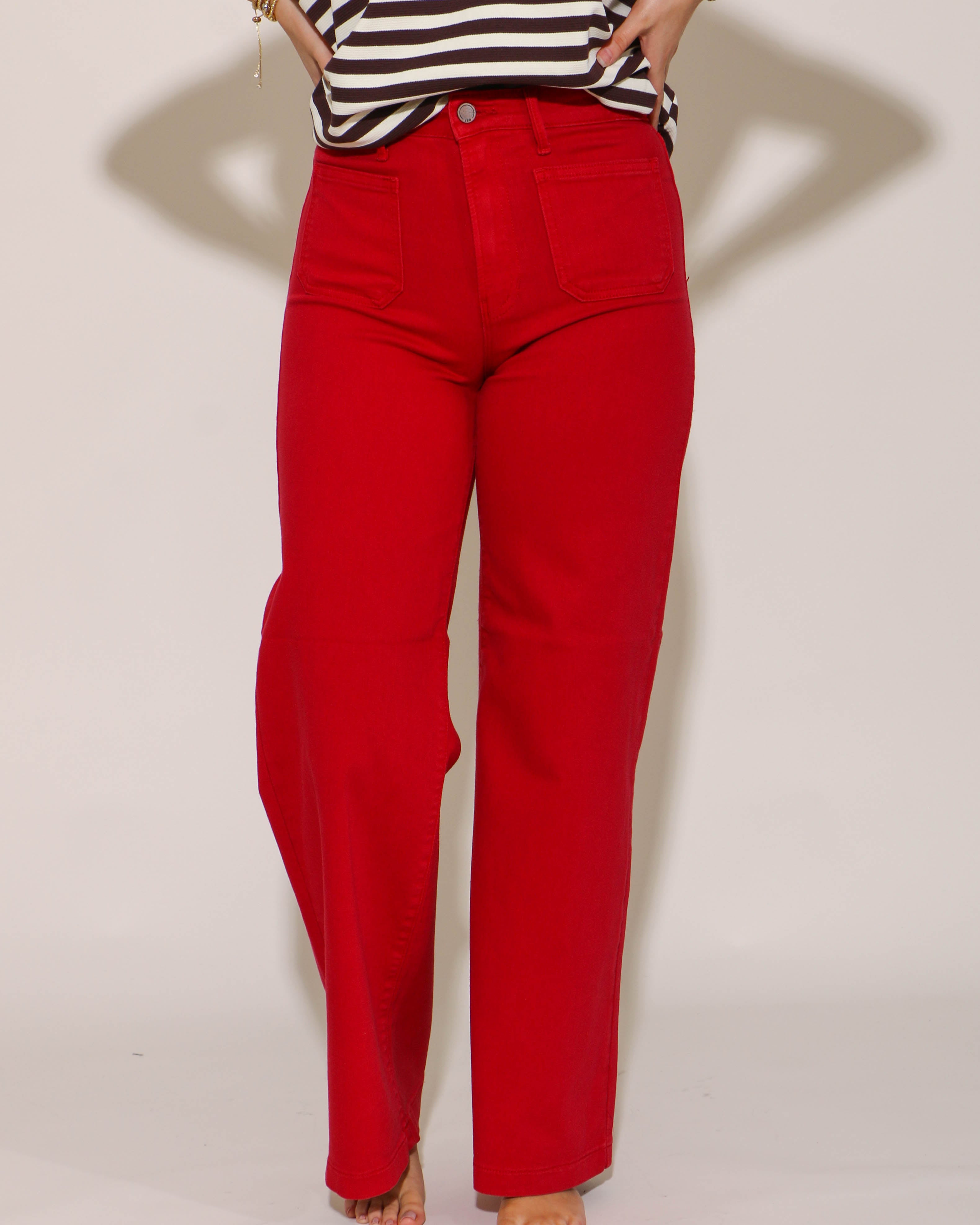 Just USA | Patch Pocket Red Flare Jeans