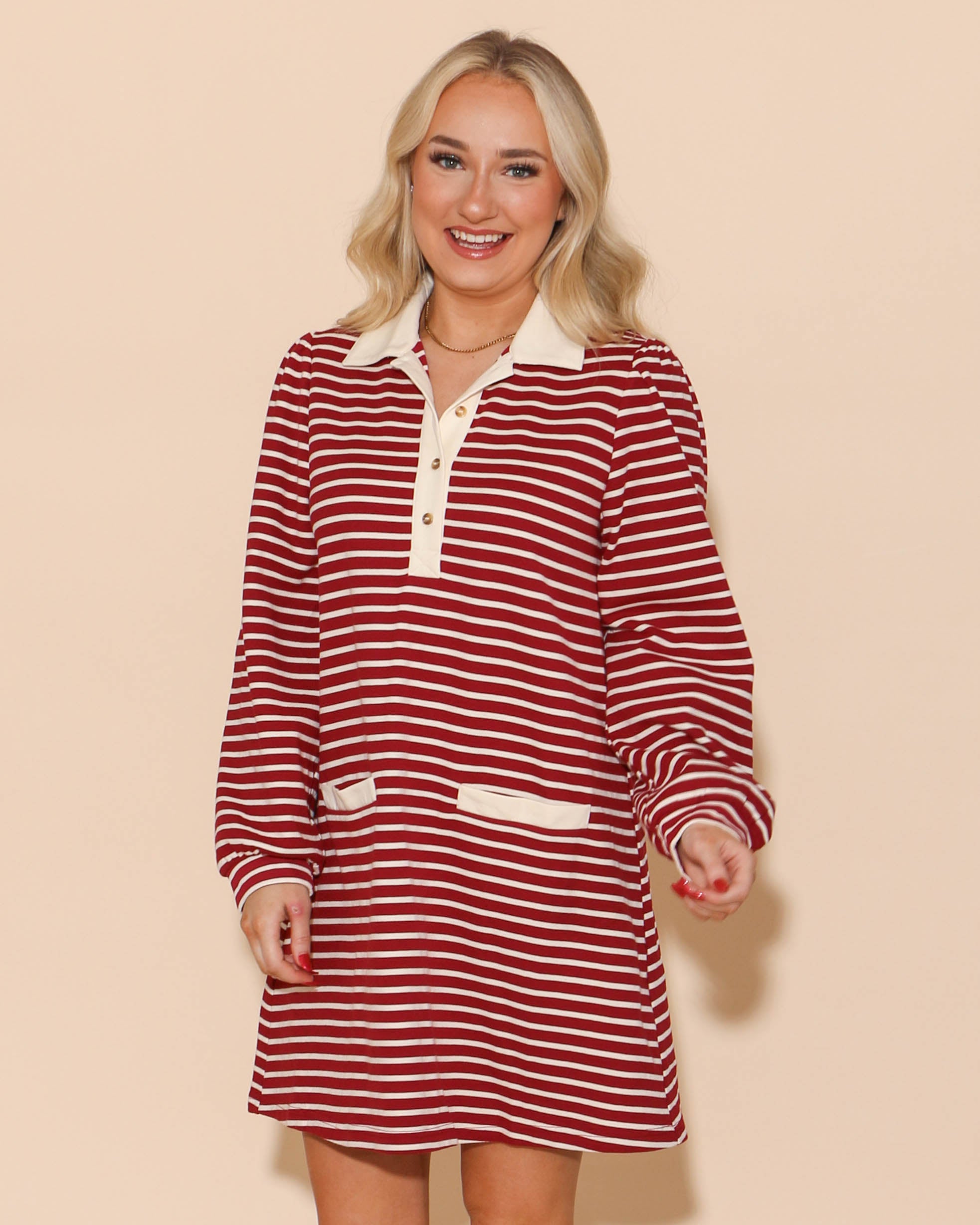 Striped Burgundy Dress