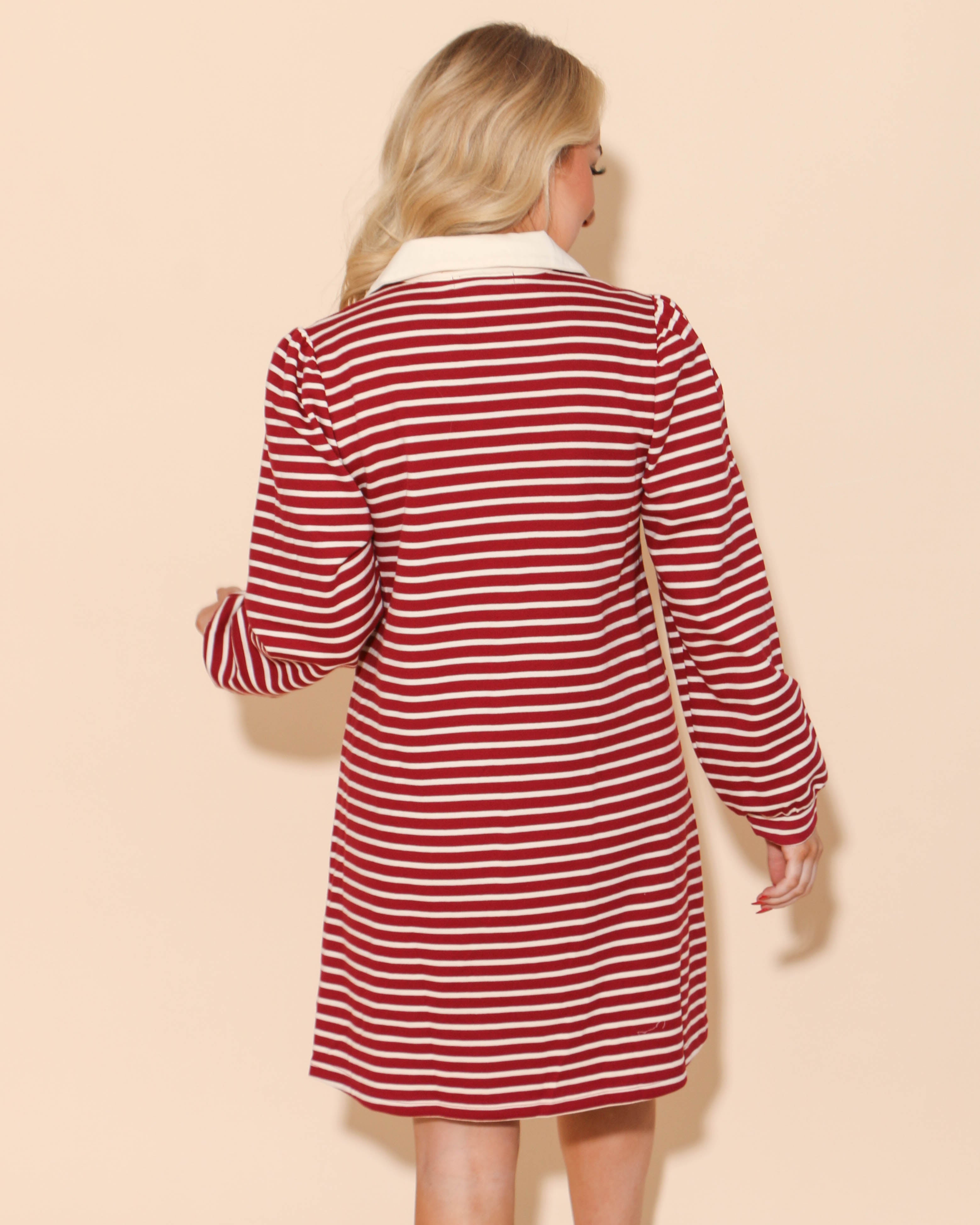 Striped Burgundy Dress