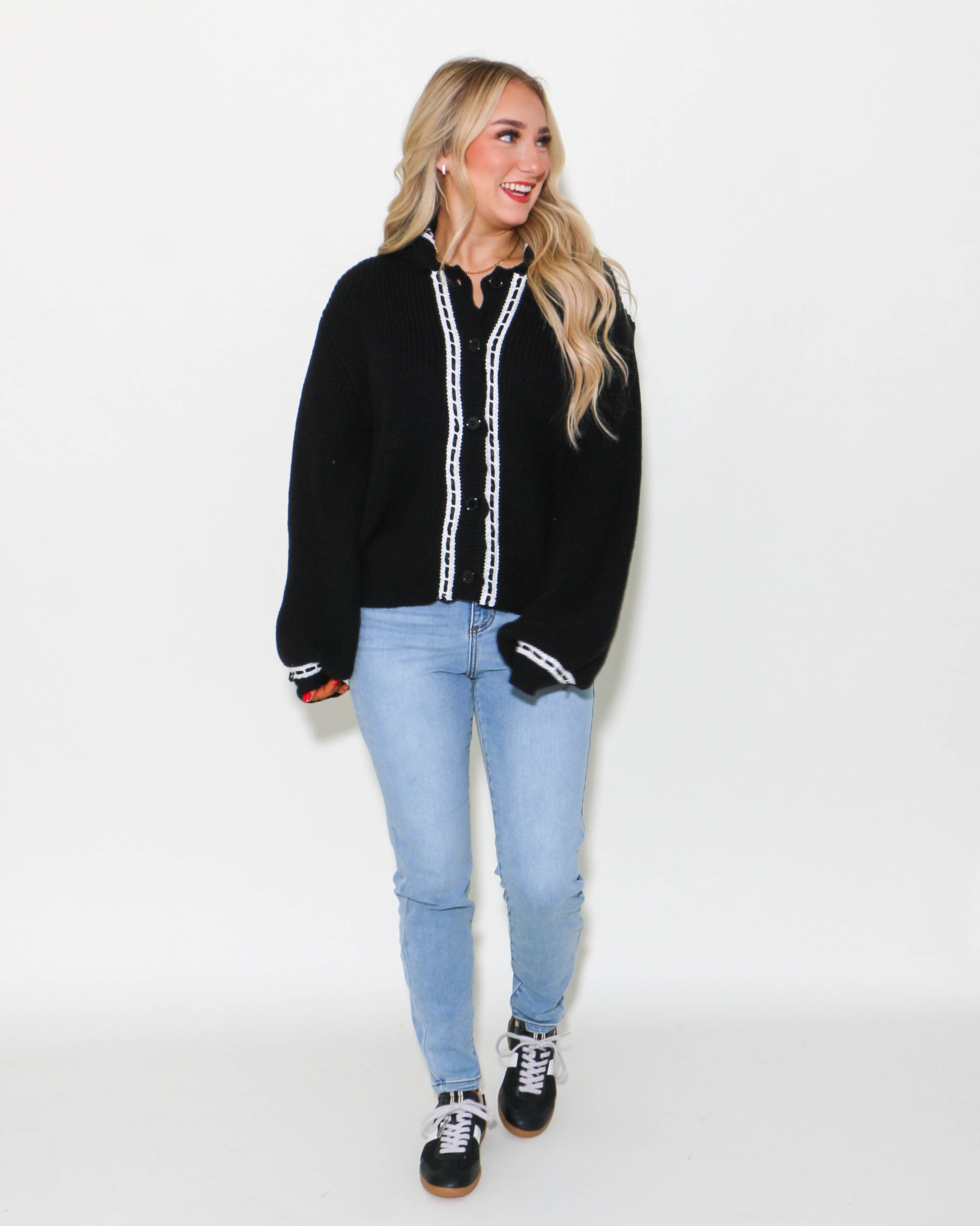 Lace Trim Knit Sweater Jacket