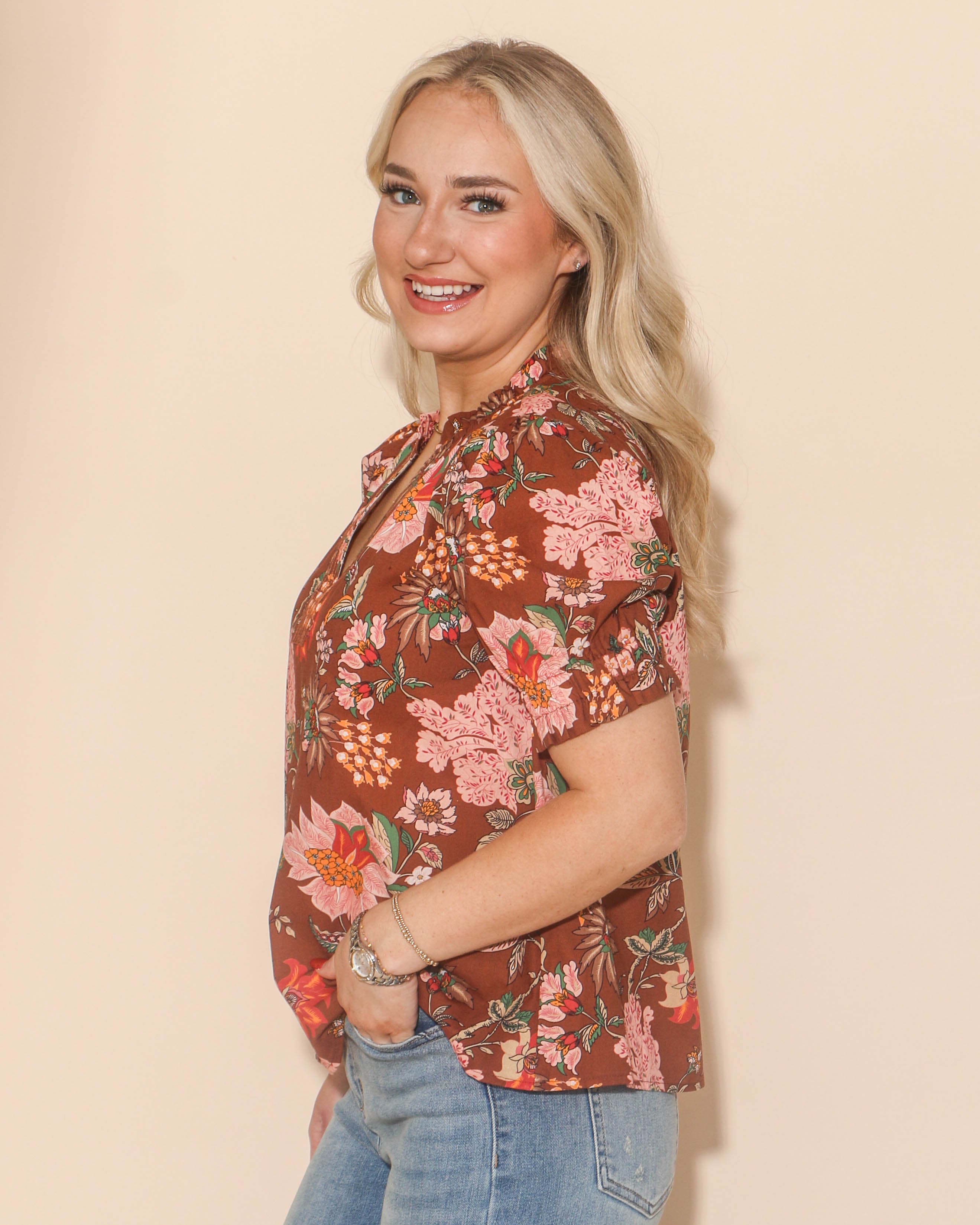 THML Brown Floral Top