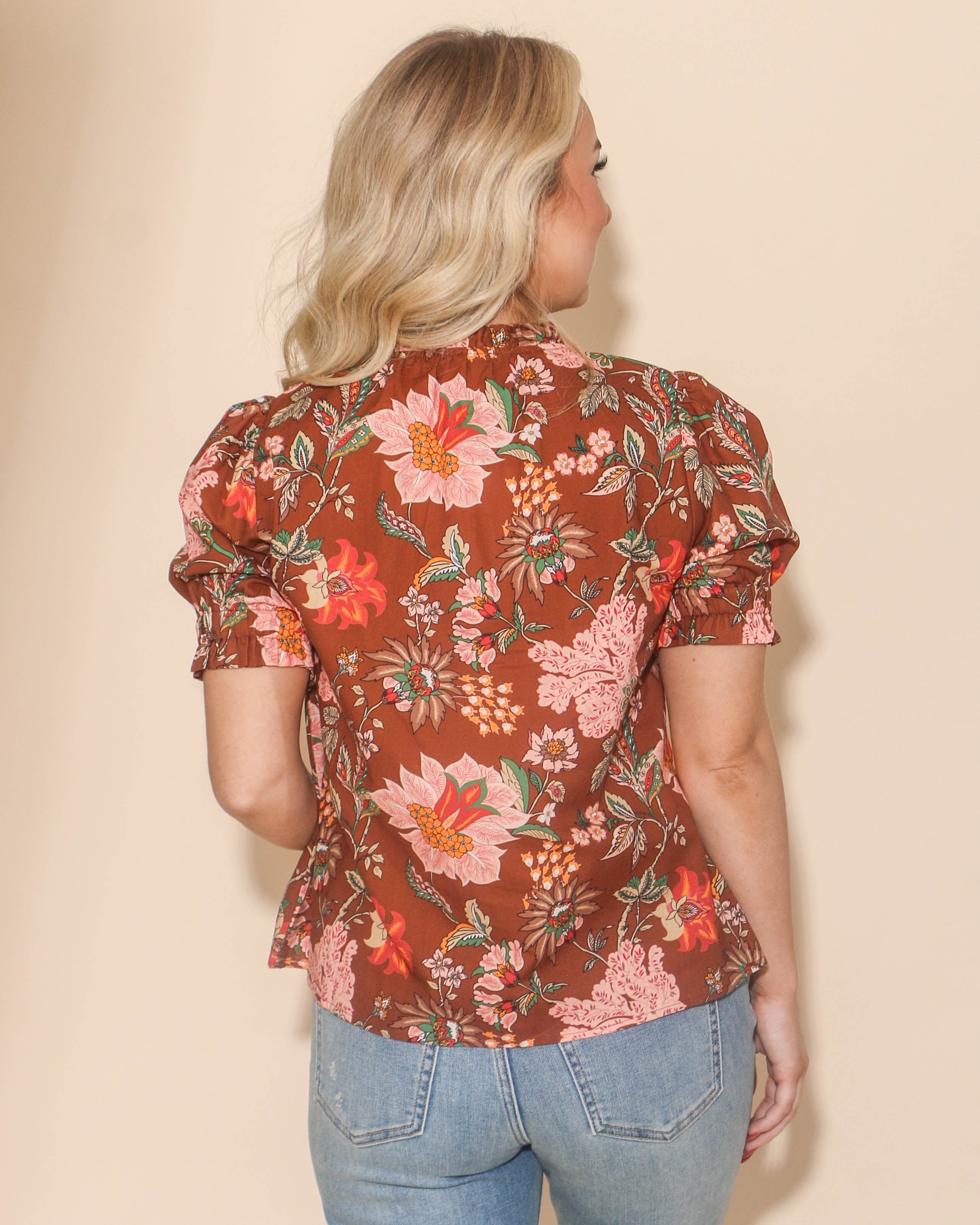 THML Brown Floral Top