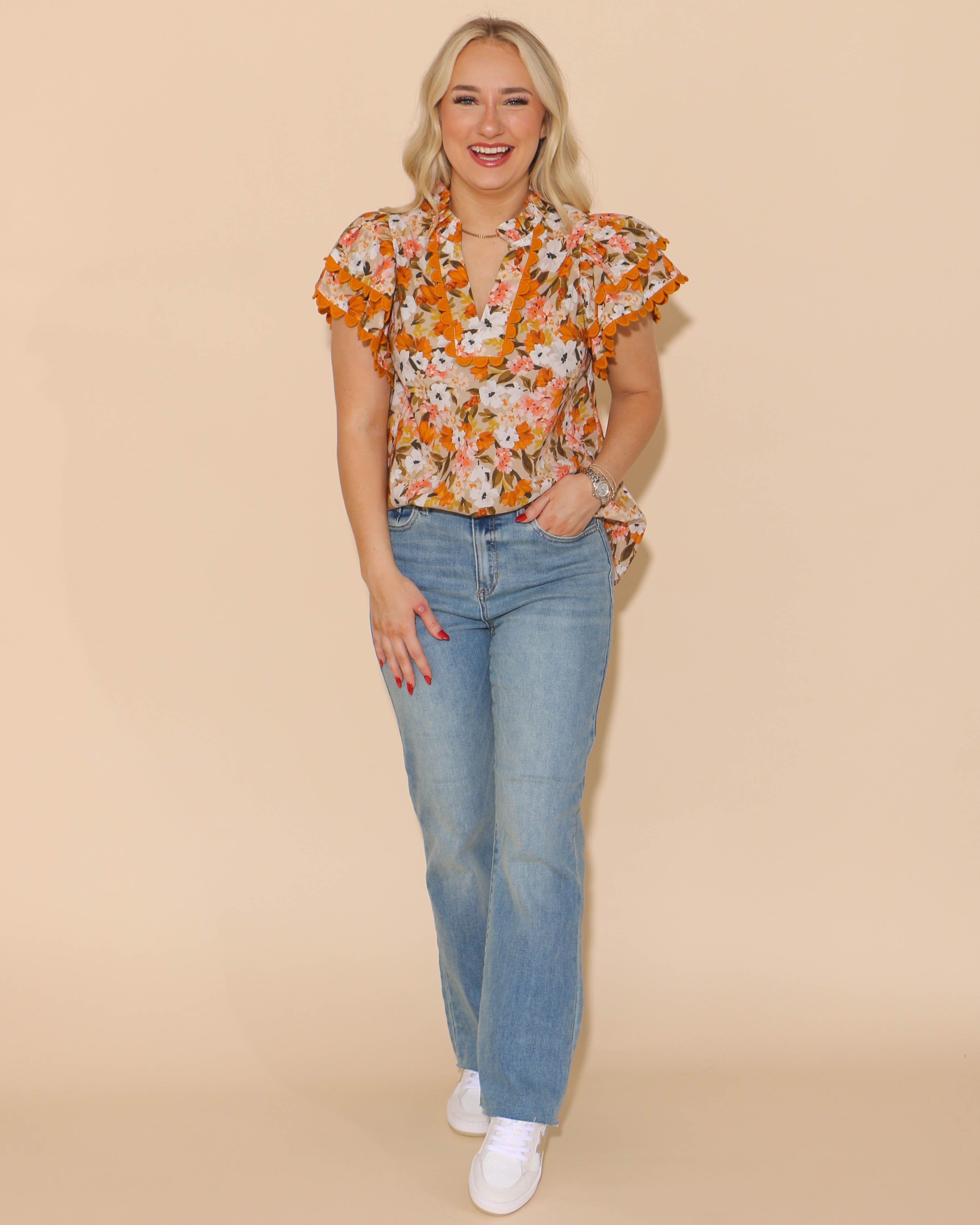 Mustard Floral Top