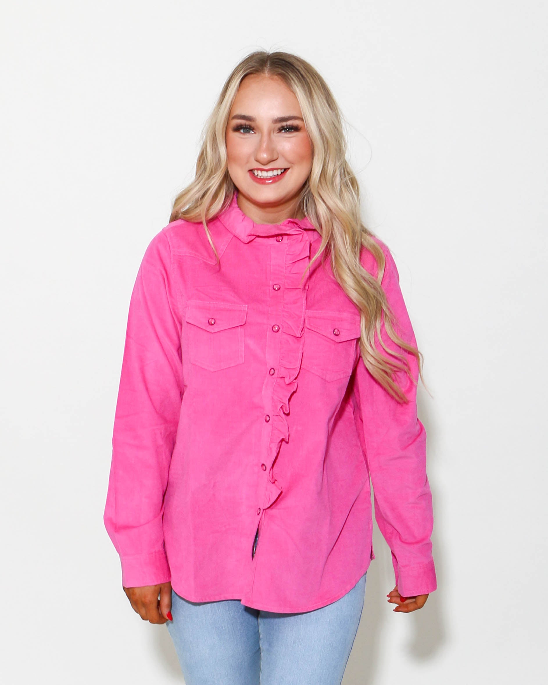 Corduroy Ruffle Snap Shirt