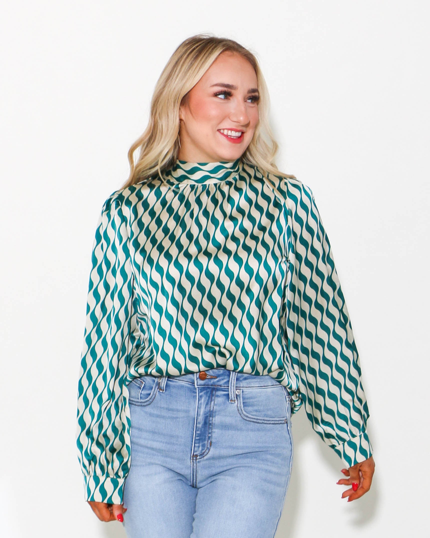 Teal Abstract Top