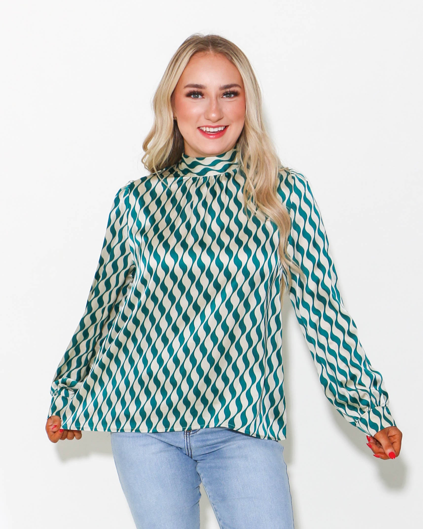 Teal Abstract Top