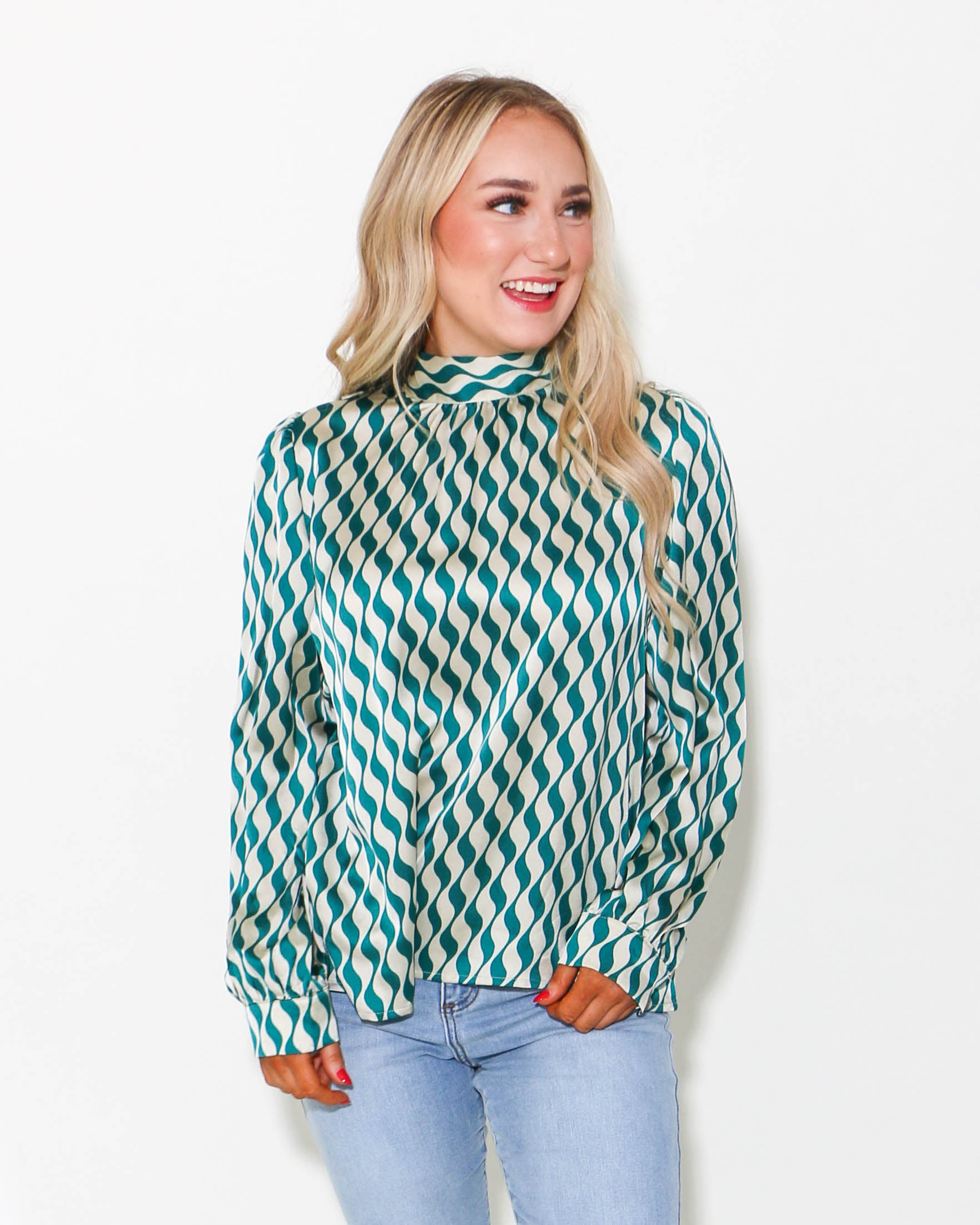 Teal Abstract Top