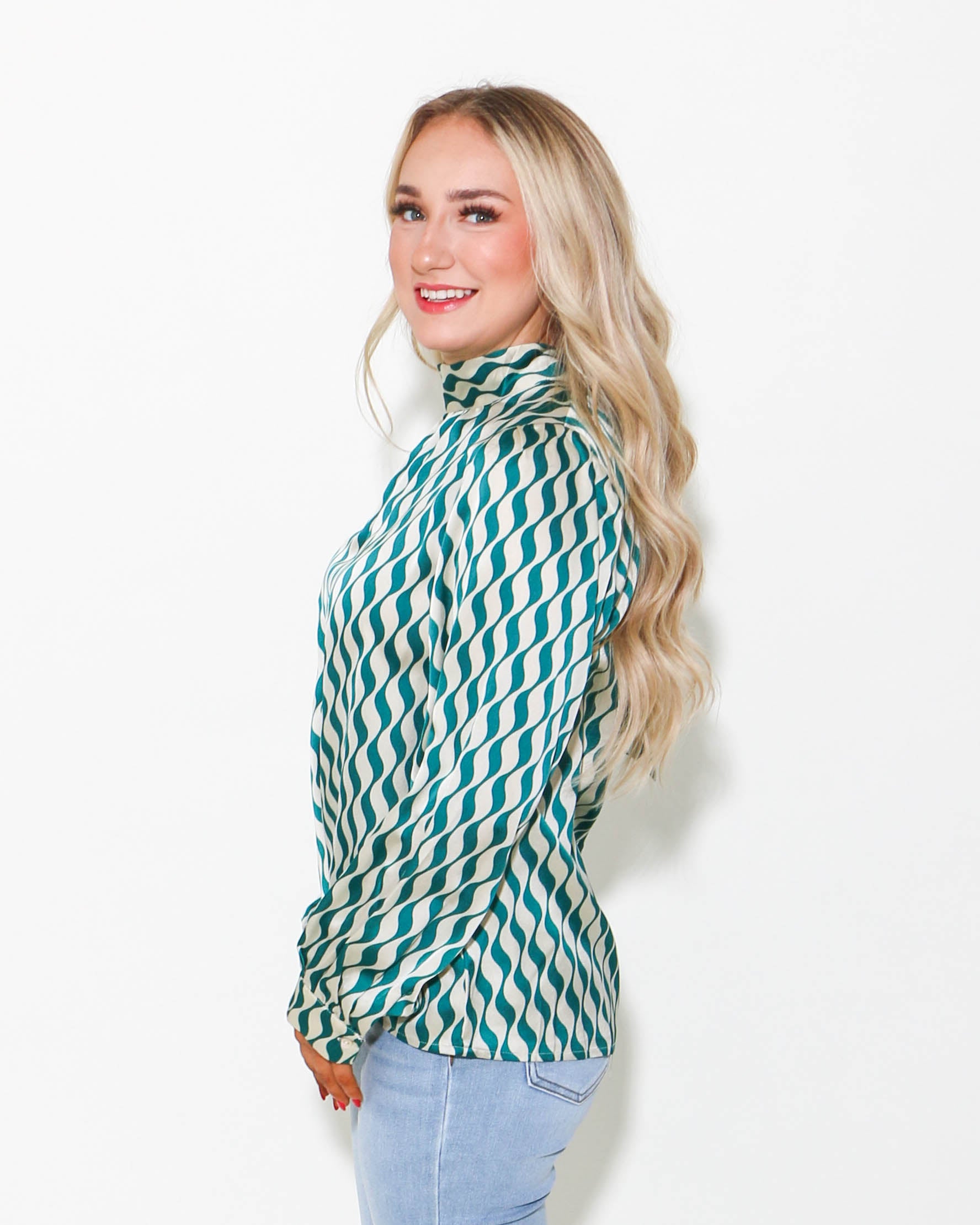 Teal Abstract Top