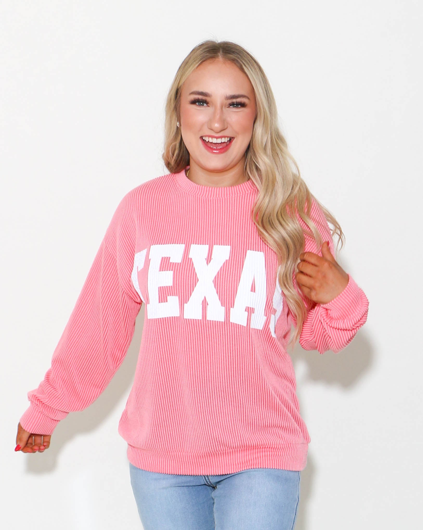 Texas Comfy Graphic Sweatshirt in Bubble Gum