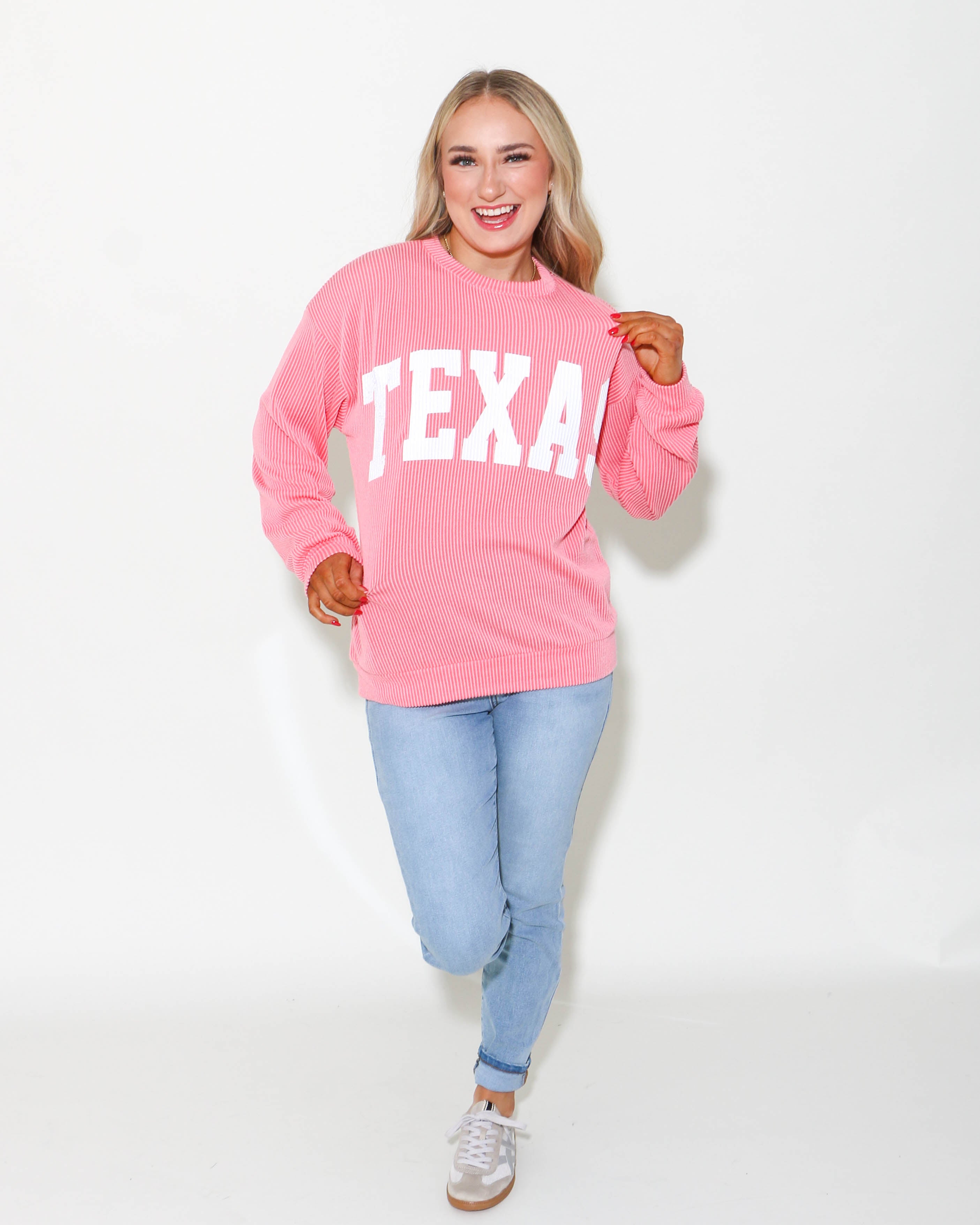 Texas Comfy Graphic Sweatshirt in Bubble Gum