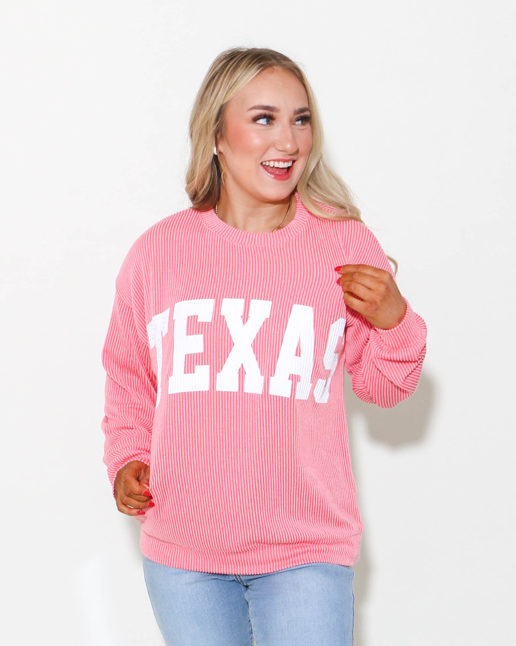 Texas Comfy Graphic Sweatshirt in Bubble Gum