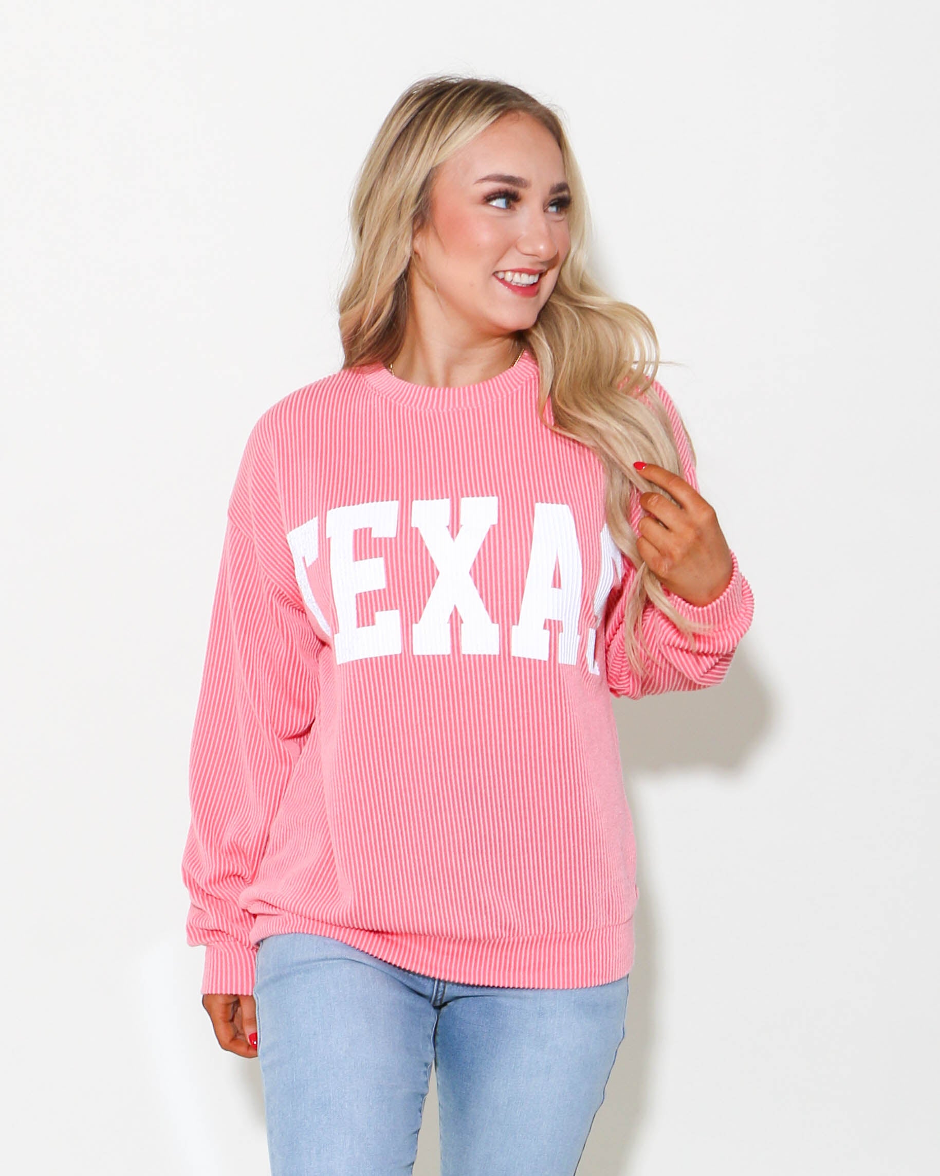 Texas Comfy Graphic Sweatshirt in Bubble Gum