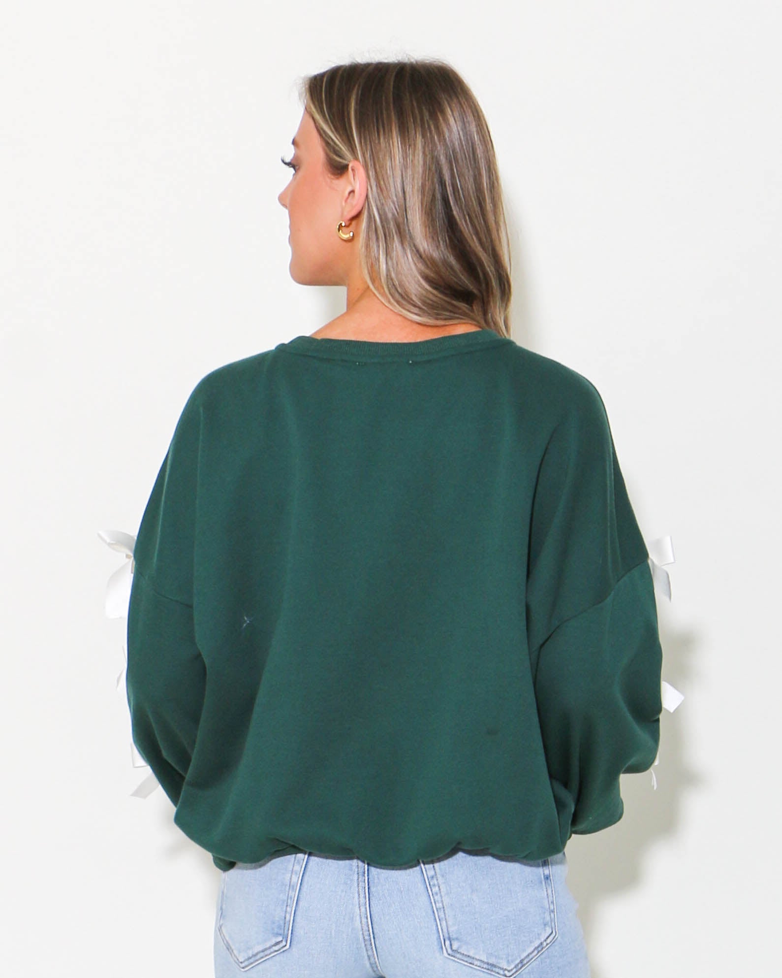 Long Sleeve Knit Sweatshirt With Ribbon Details