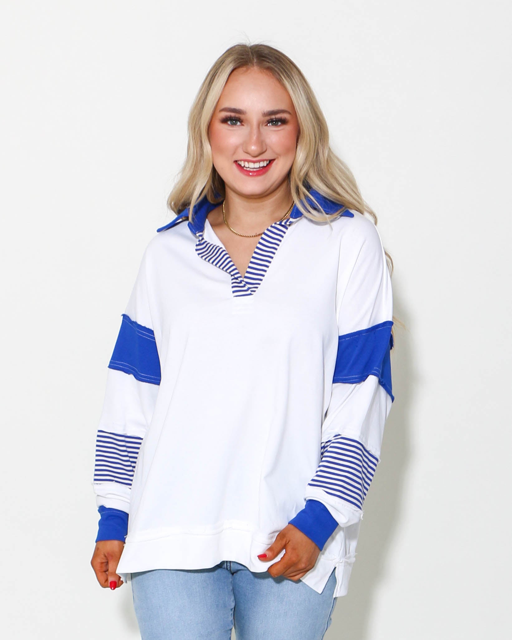 Mixed Stripe and Color-Block Sweatshirts Top