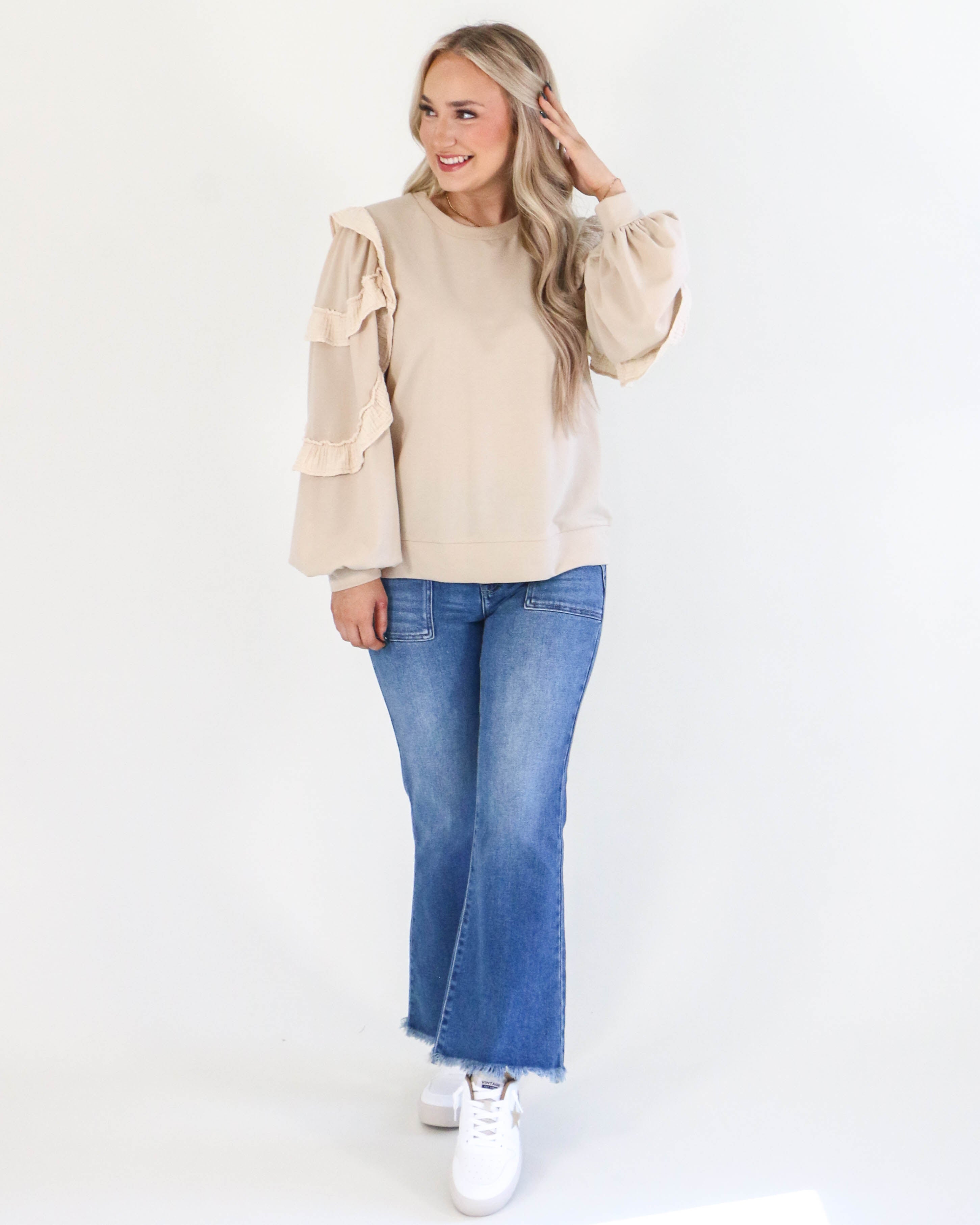 Ruffly Layer Long Sleeves Top