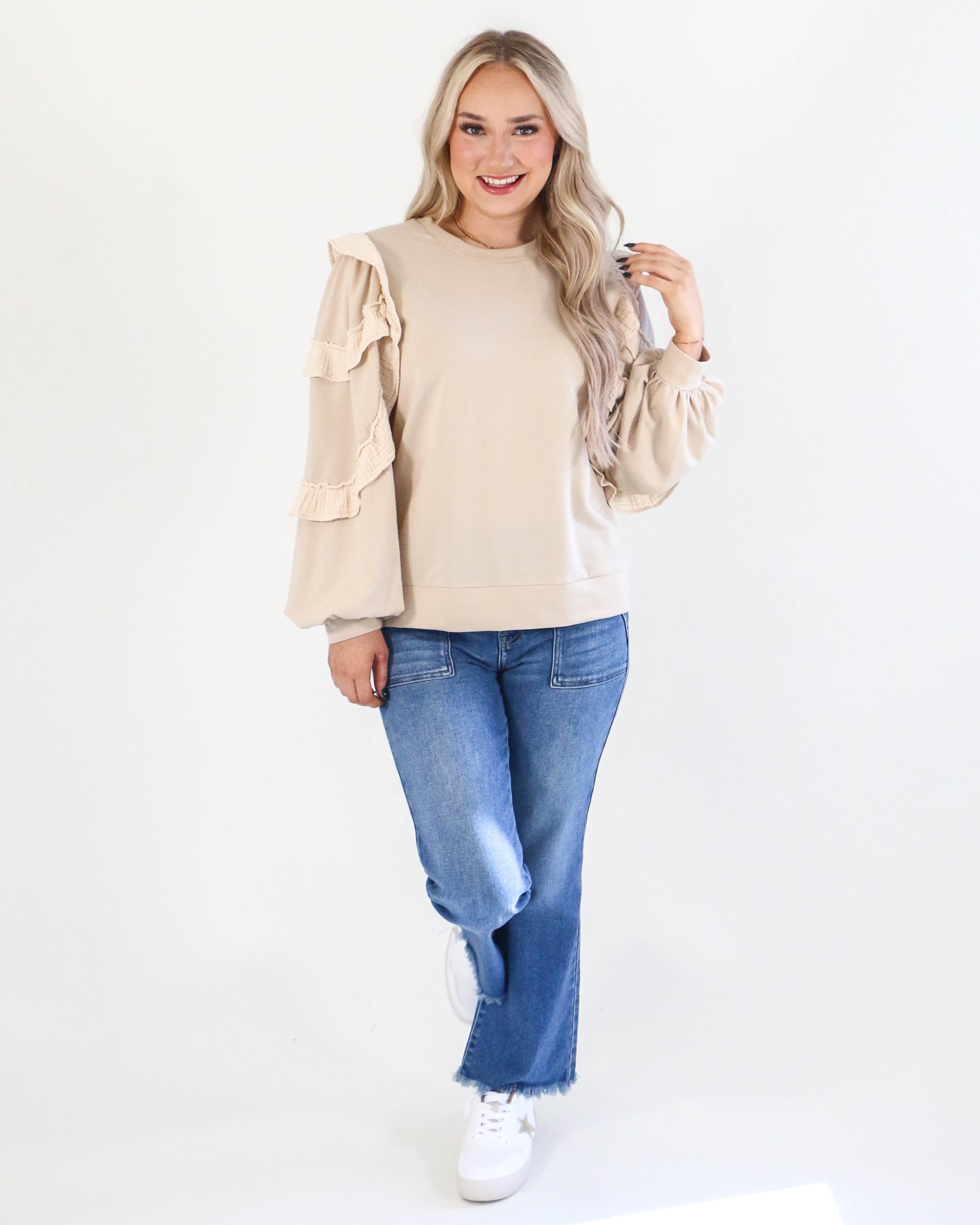 Ruffly Layer Long Sleeves Top