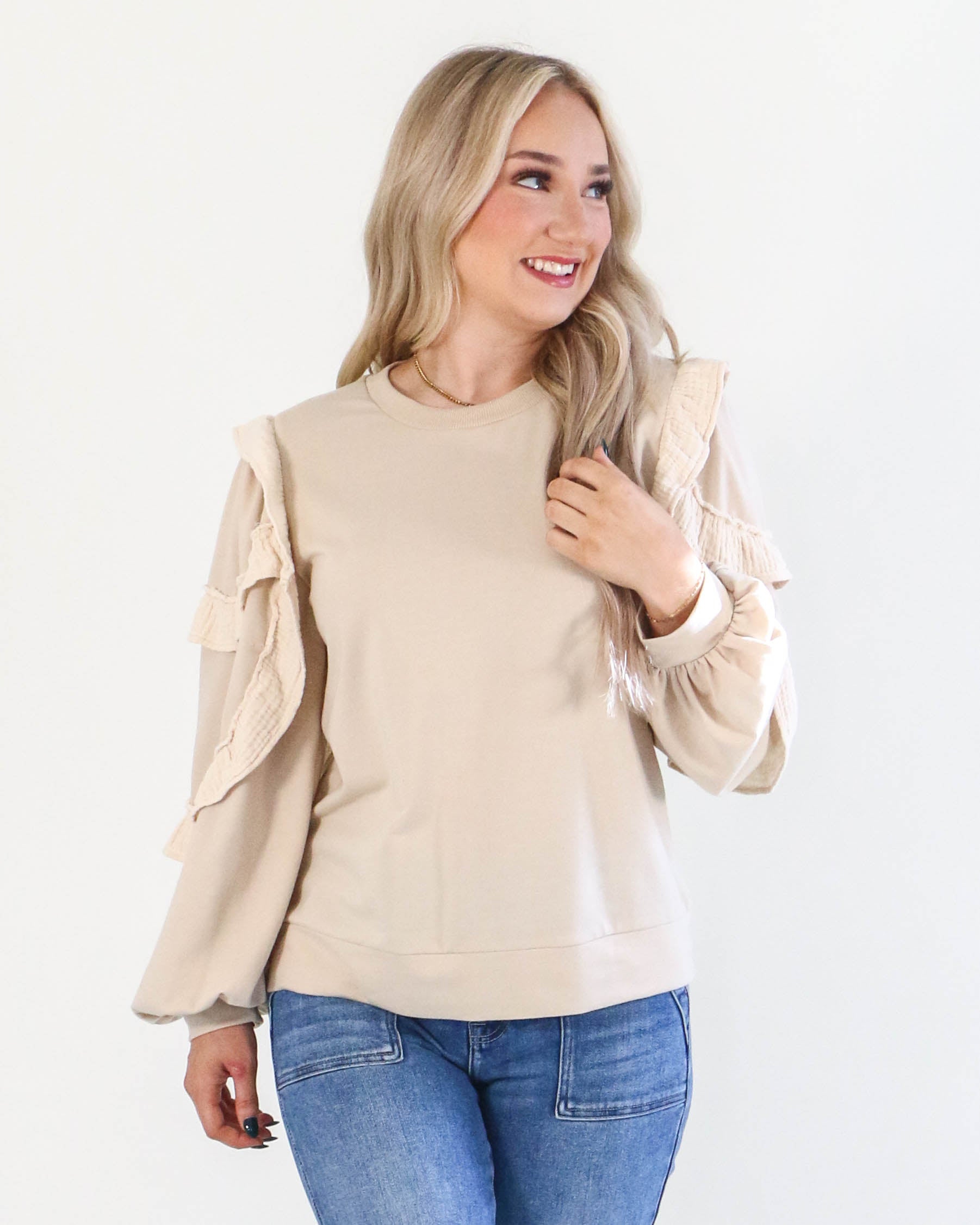 Ruffly Layer Long Sleeves Top