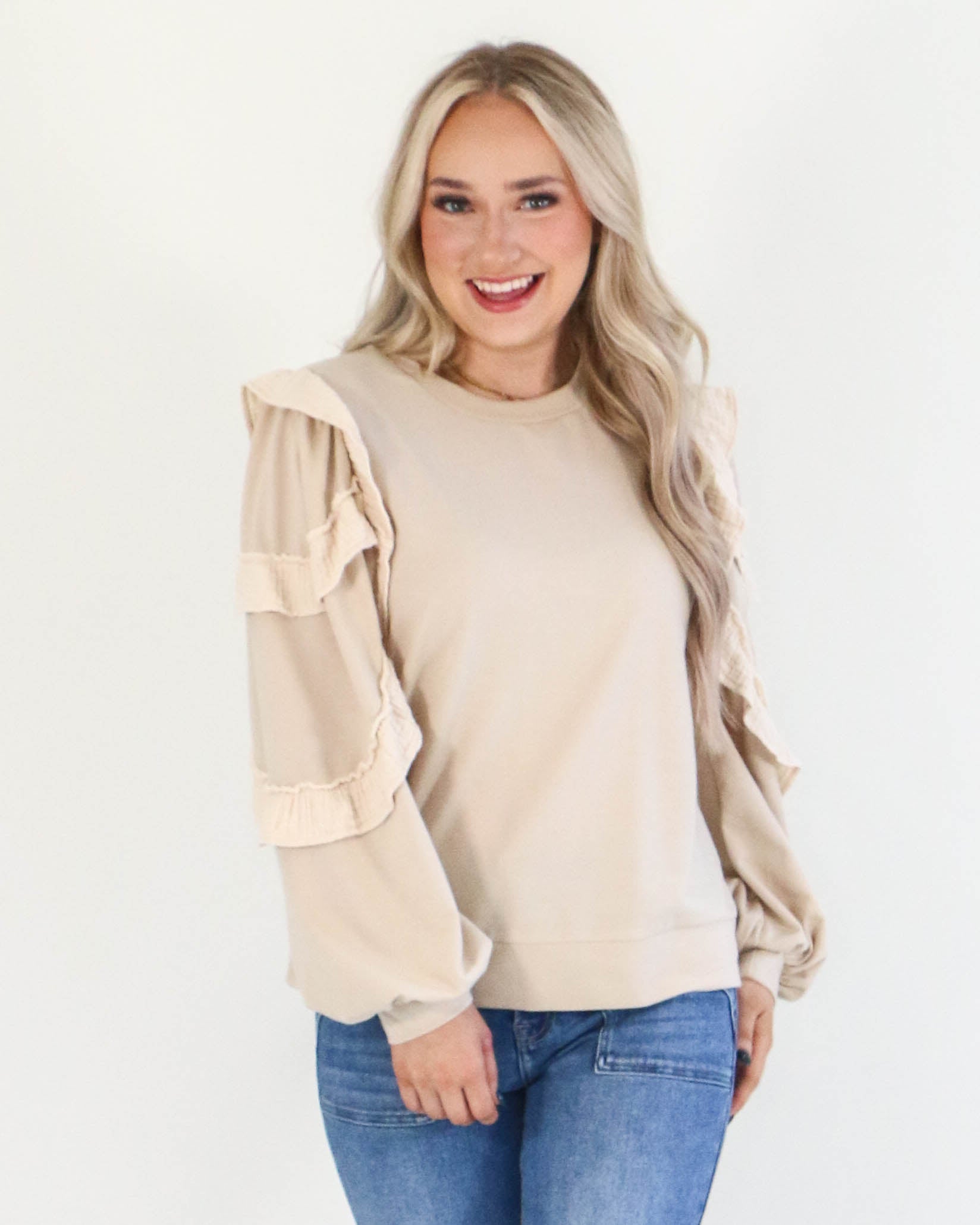 Ruffly Layer Long Sleeves Top