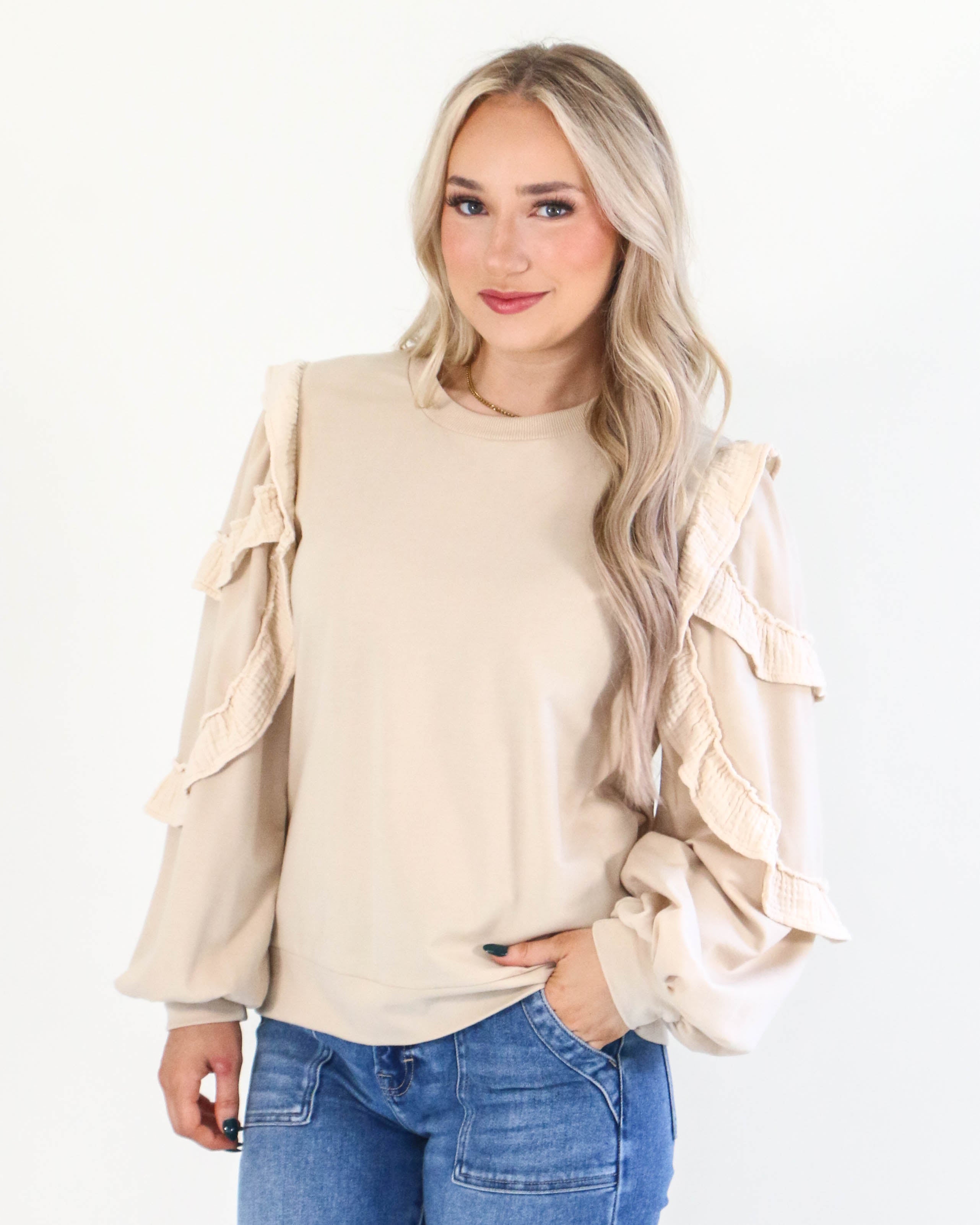 Ruffly Layer Long Sleeves Top