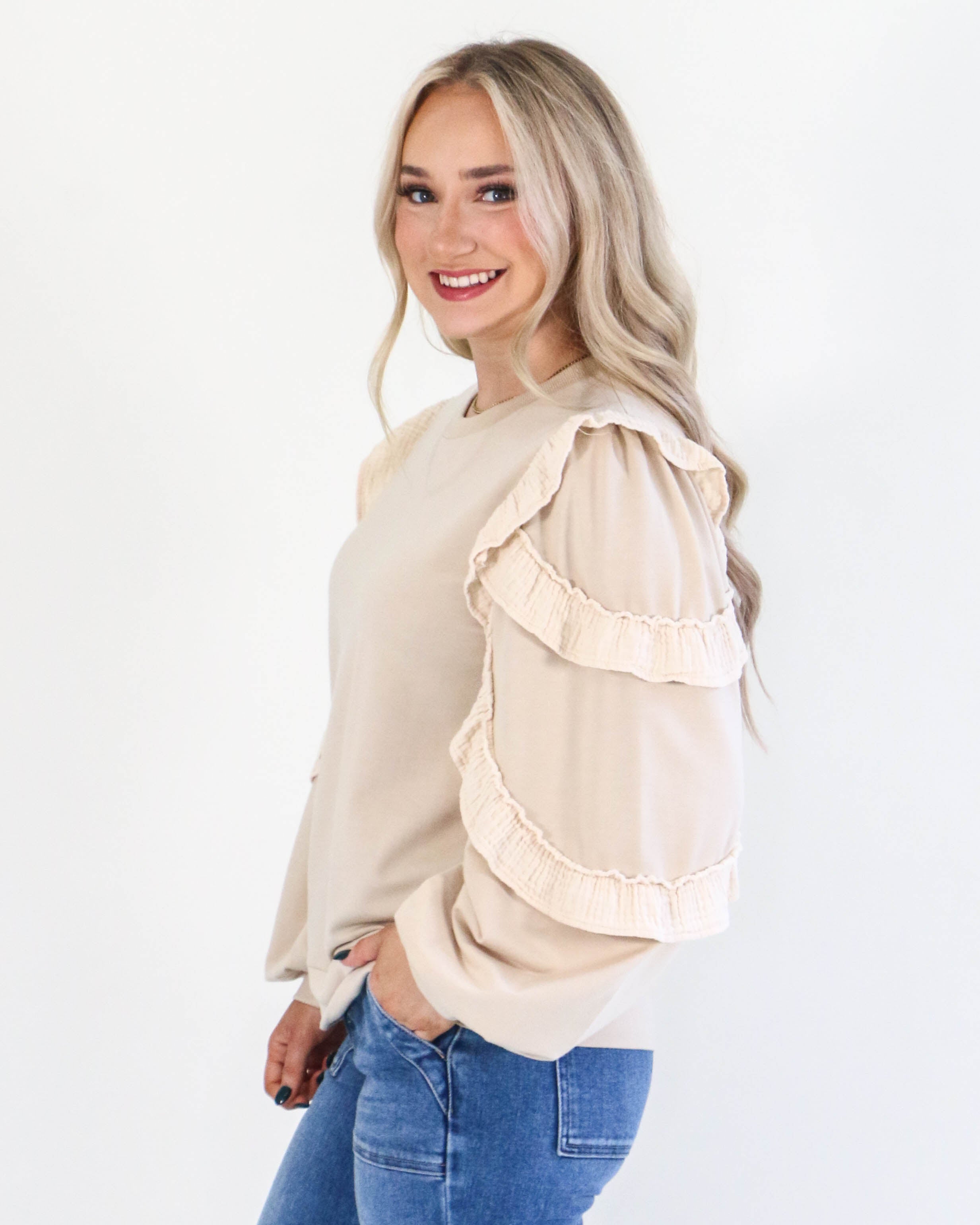 Ruffly Layer Long Sleeves Top