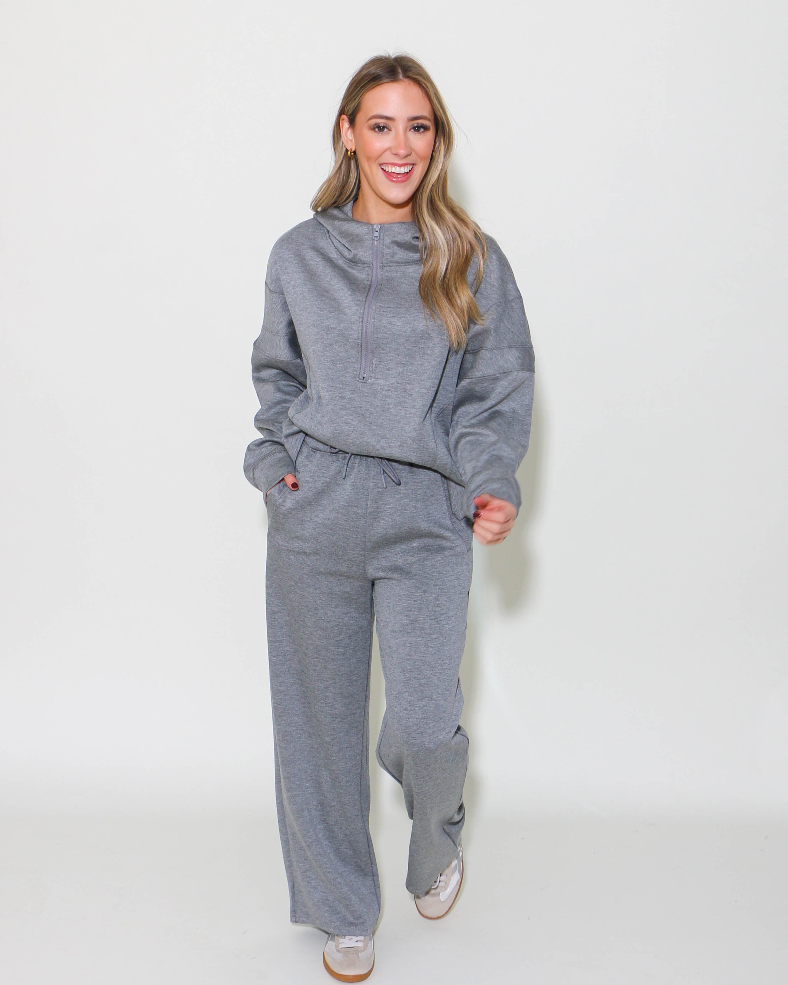 Oversized Knit Loungewear Set in Grey