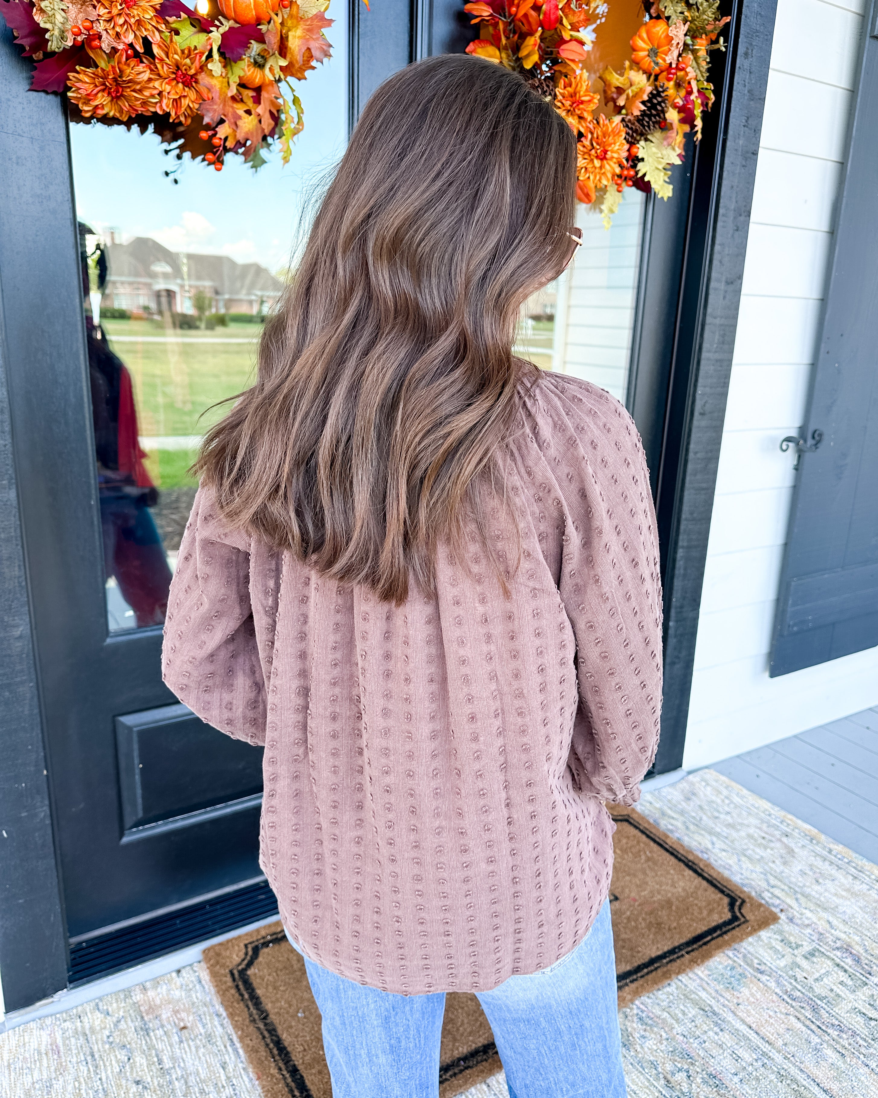 Clip and Stripe Top in Brown