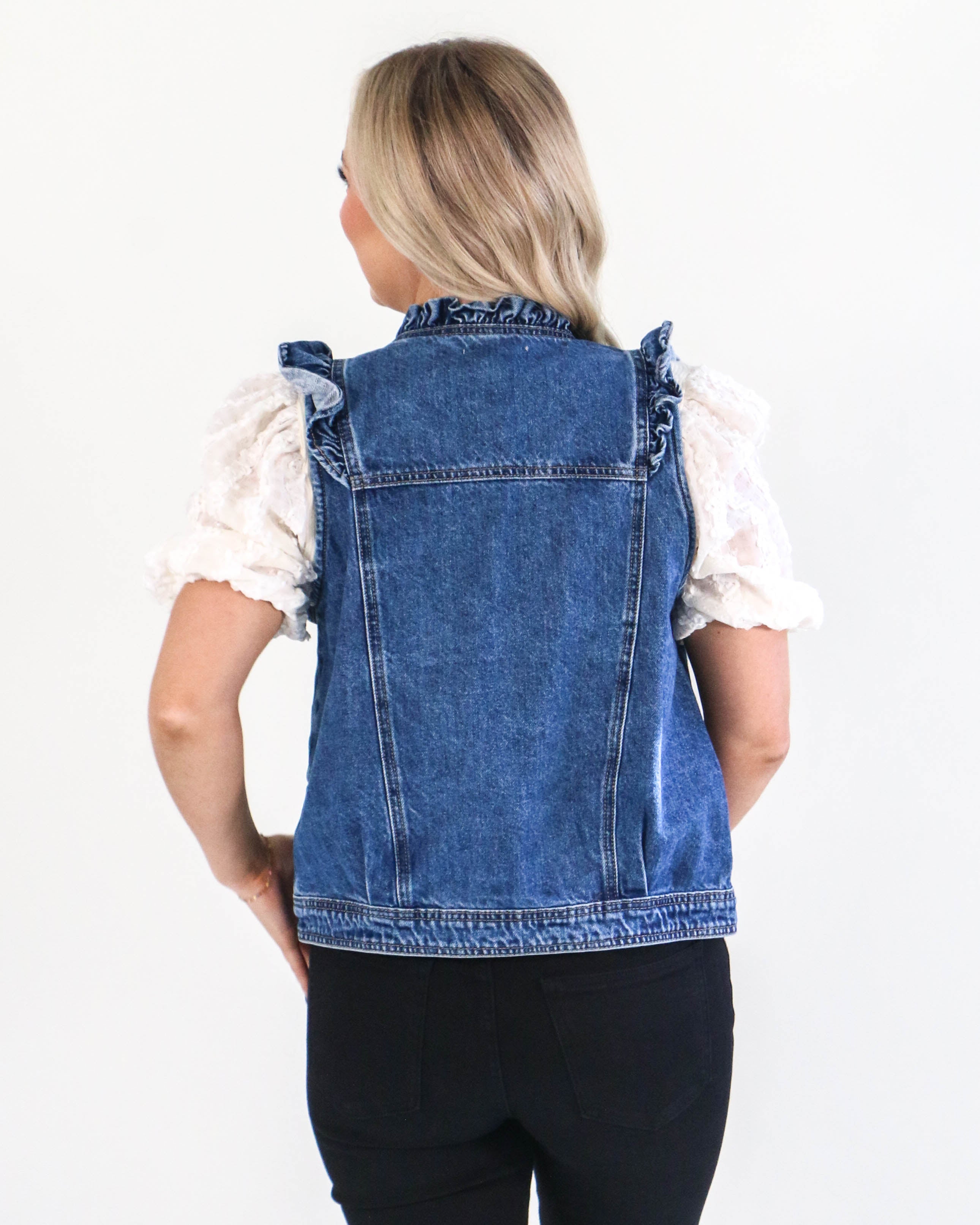 Ruffled Denim Vest