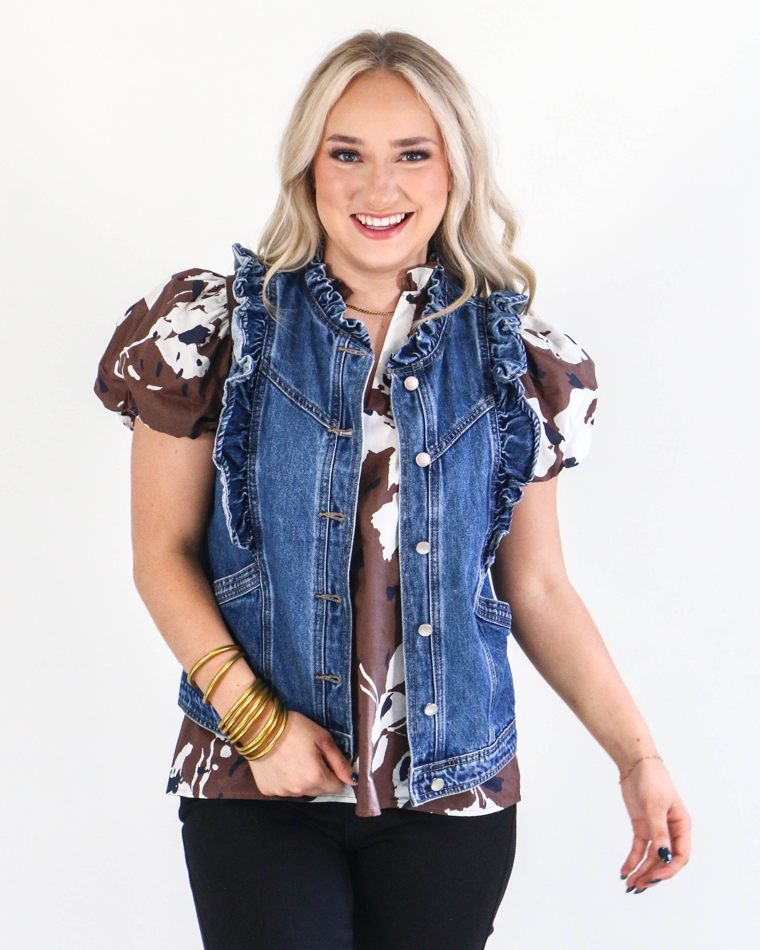 Ruffled Denim Vest