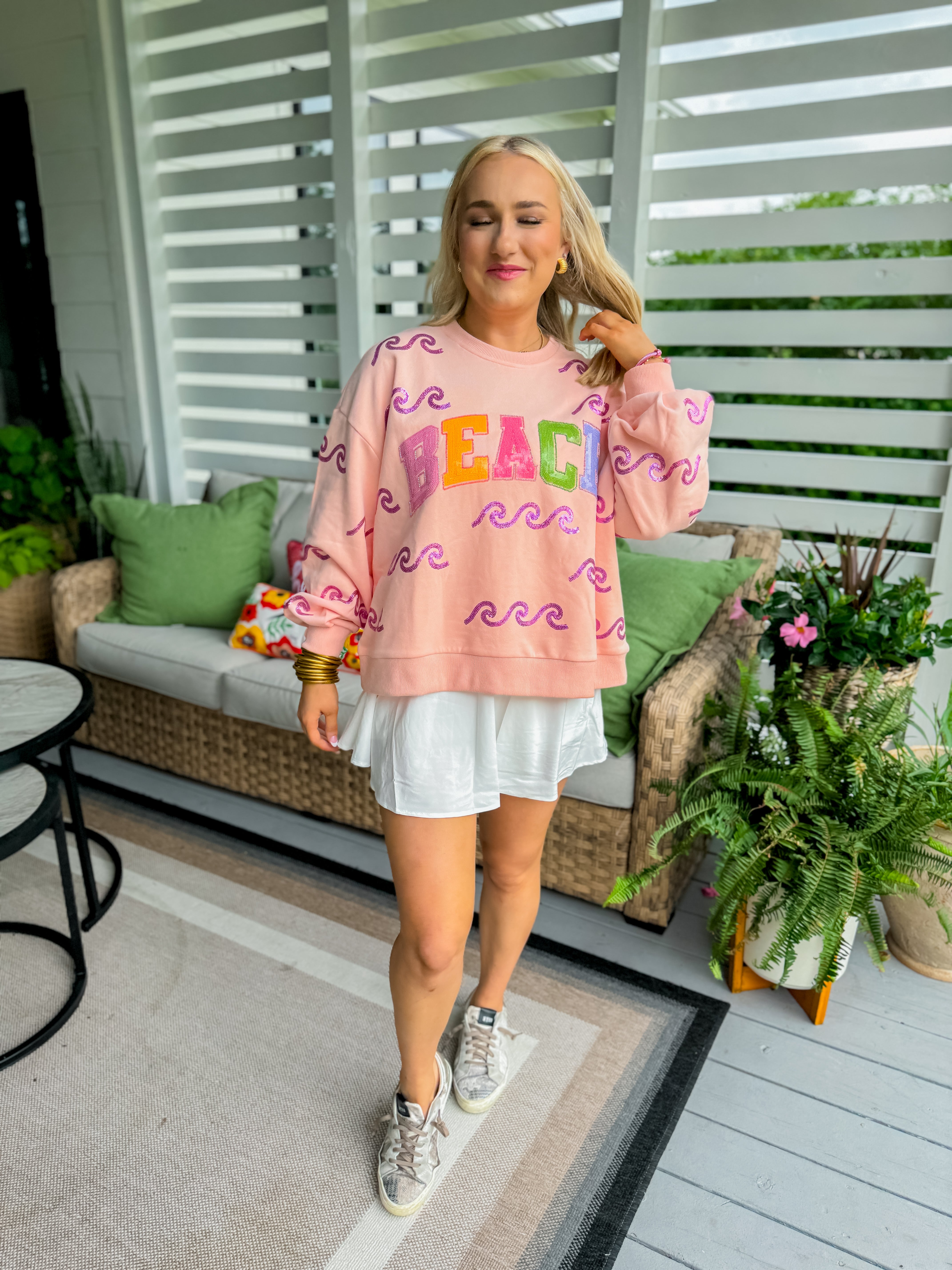 Peach Wave & 'Beach' Sweatshirt