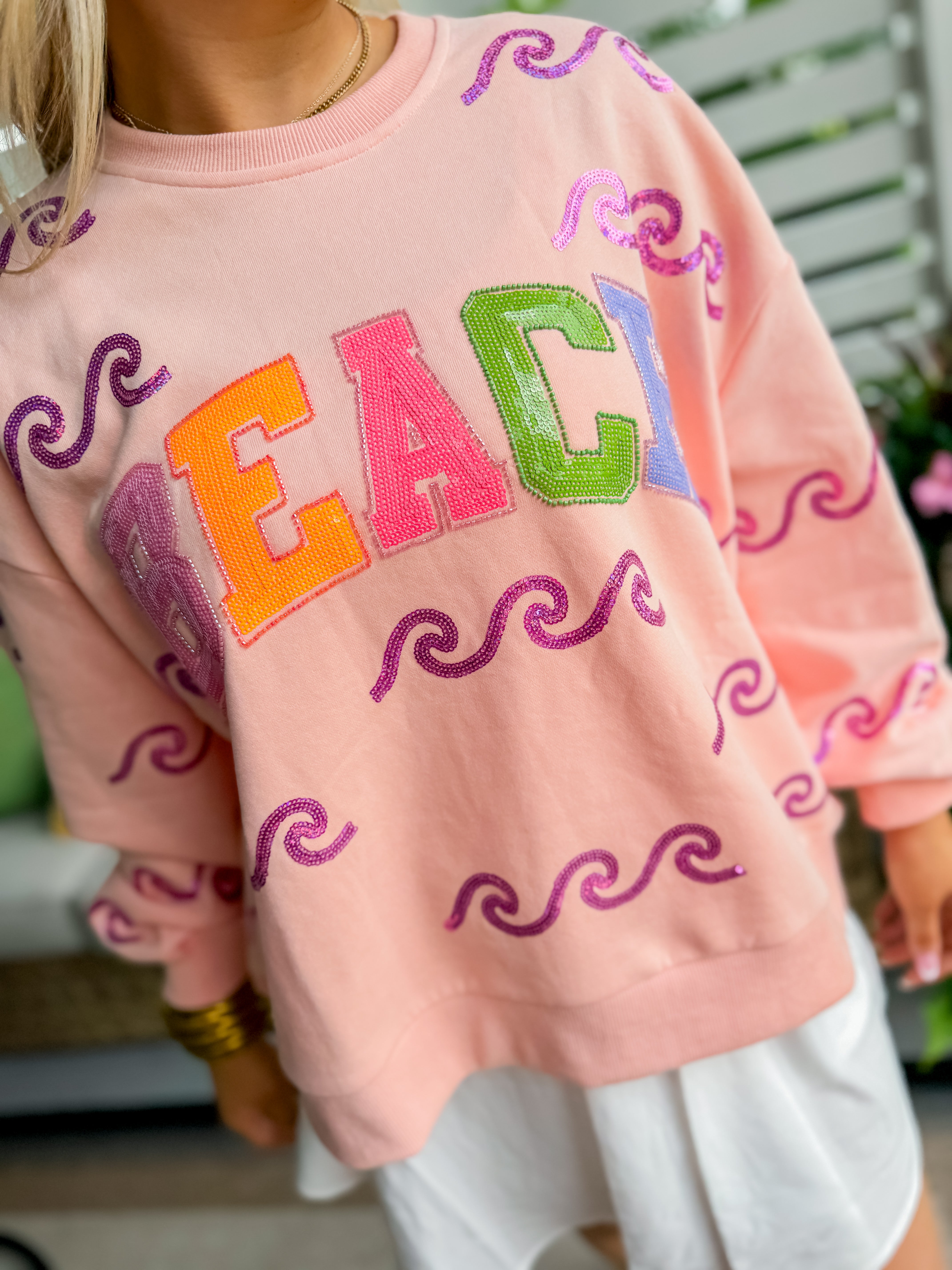 Peach Wave & 'Beach' Sweatshirt