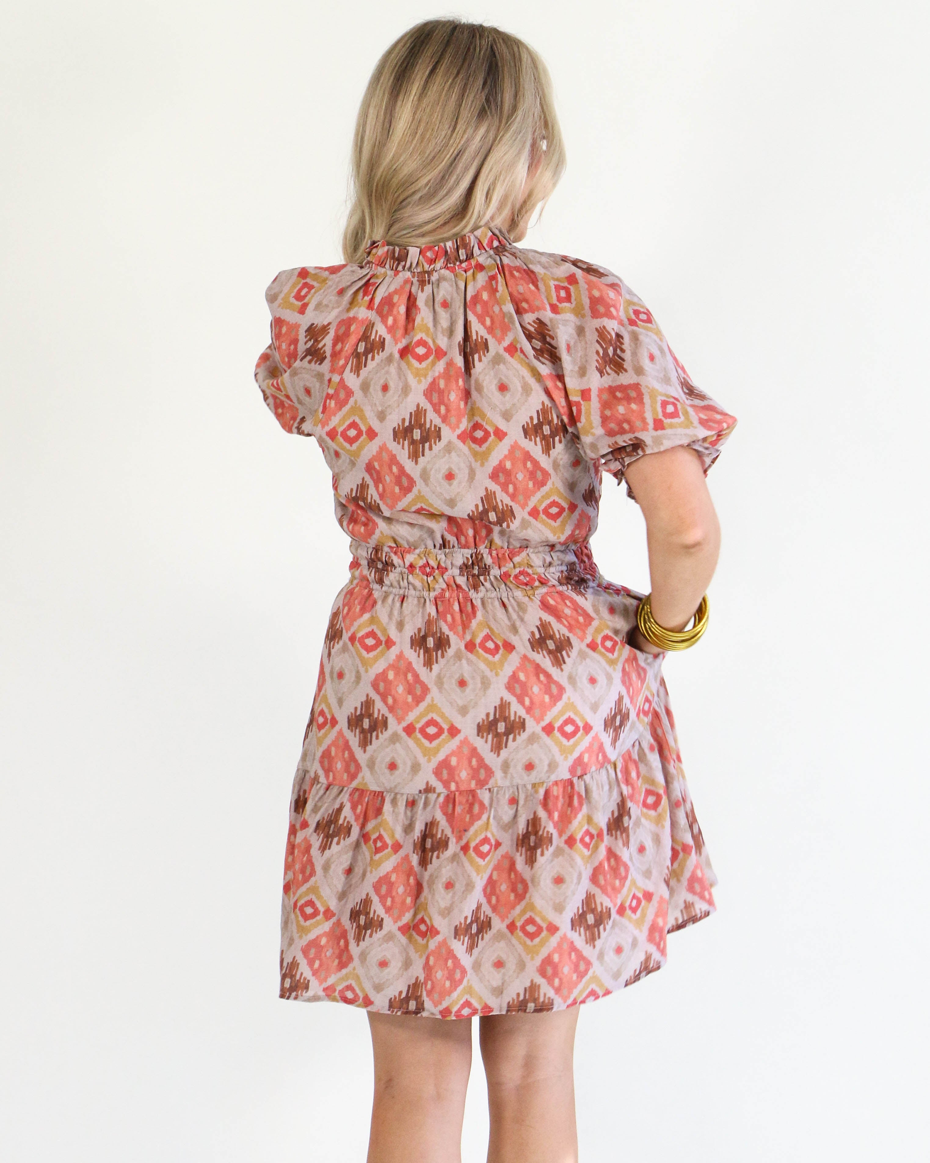 THML Puff Sleeve Print Dress