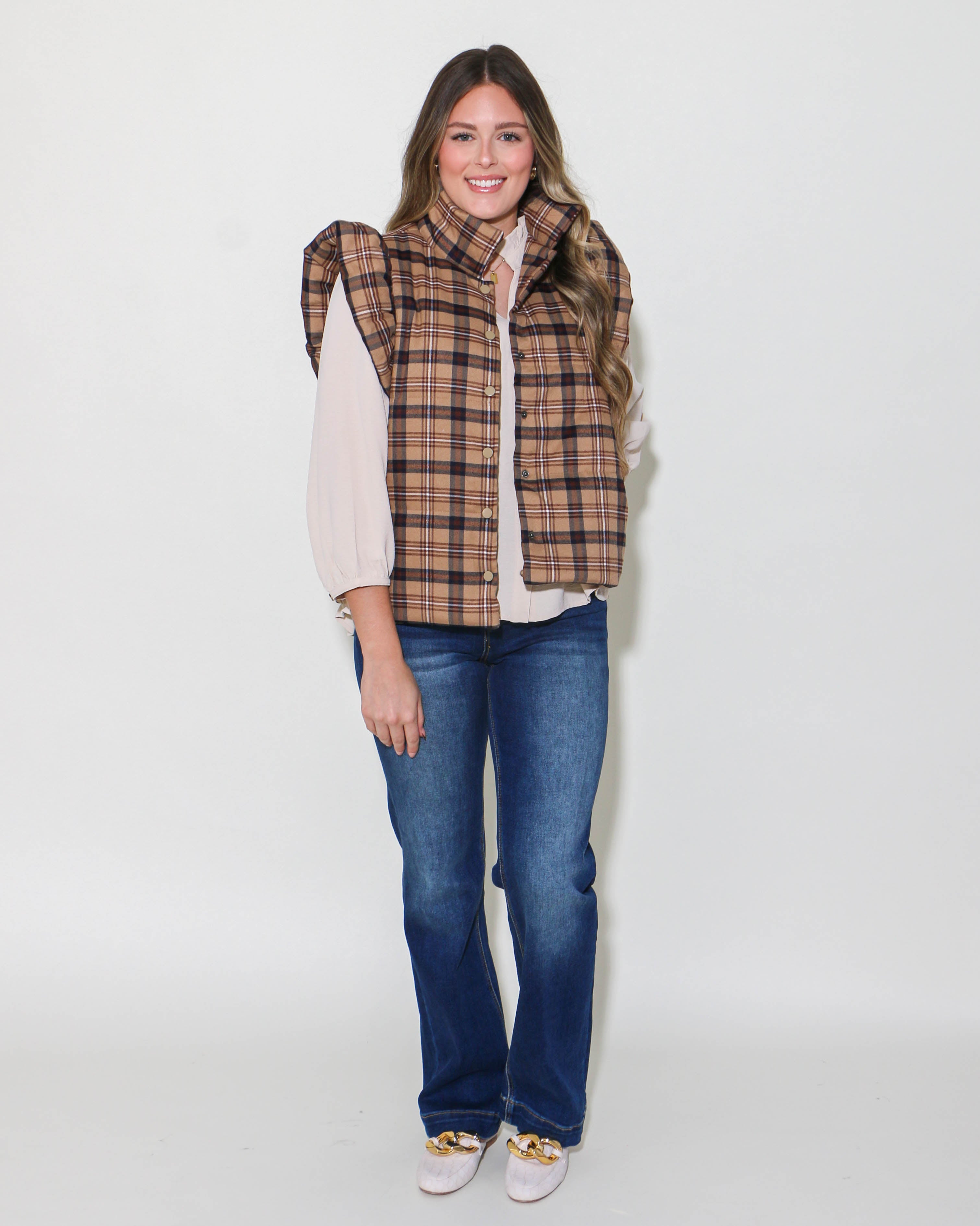 THML Plaid Puffer Vest