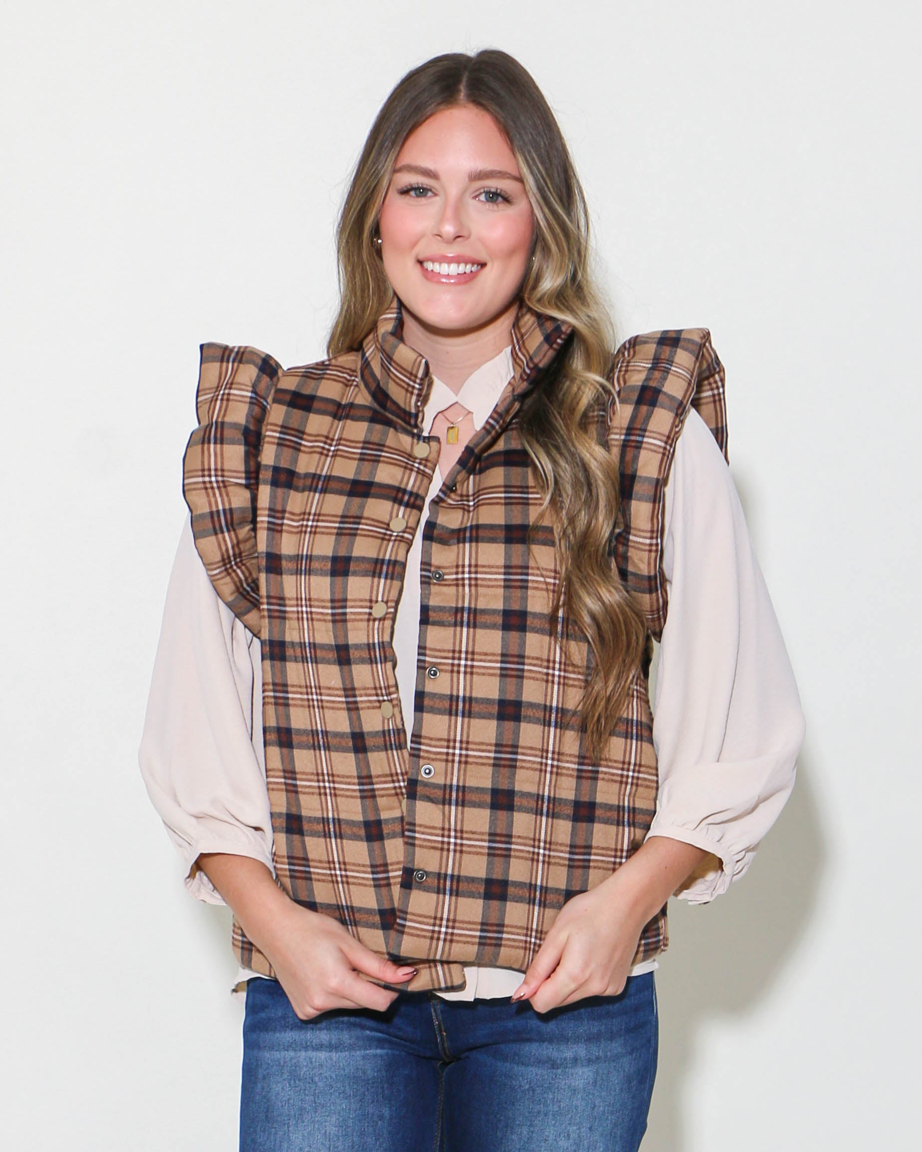 THML Plaid Puffer Vest